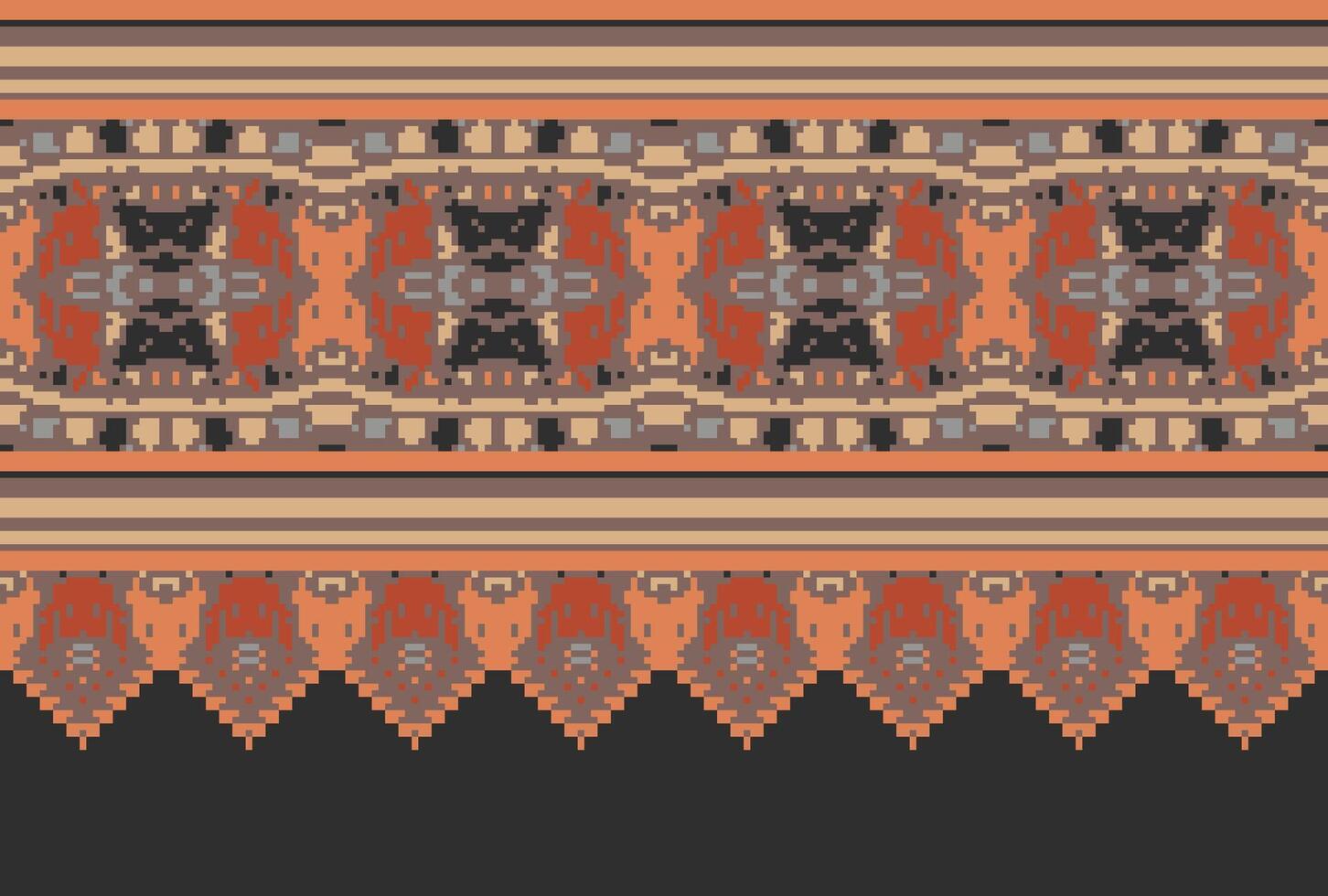 Pixel Kreuz Stich traditionell ethnisch Muster Paisley Blume Ikat Hintergrund abstrakt aztekisch afrikanisch indonesisch indisch nahtlos Muster zum Stoff drucken Stoff Kleid Teppich Vorhänge und Sarong vektor