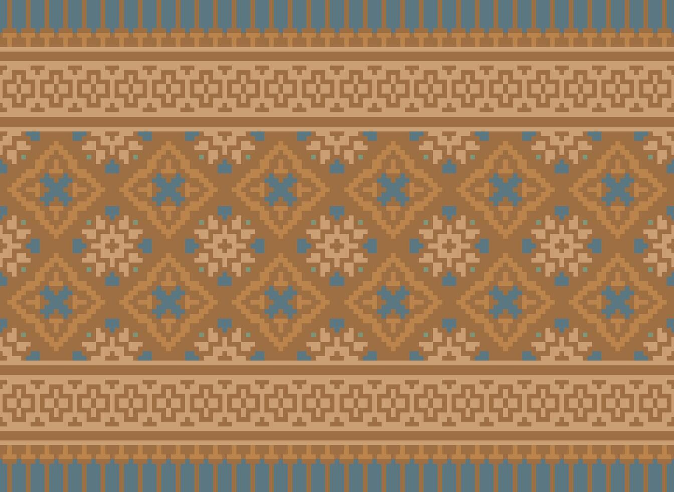 Kreuz Stich Muster mit Blumen- Entwürfe. traditionell Kreuz Stich Handarbeit. geometrisch ethnisch Muster, Stickerei, Textil- Ornamentik, Stoff, Hand genäht Muster, kulturell Nähen Pixel Kunst. vektor