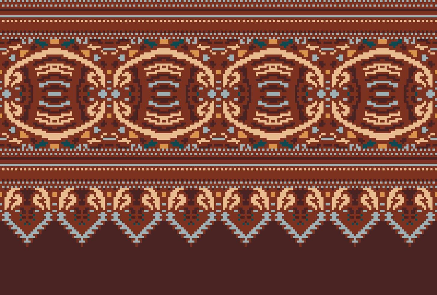 pixel korsa sy traditionell etnisk mönster paisley blomma ikat bakgrund abstrakt aztec afrikansk indonesiska indisk sömlös mönster för tyg skriva ut trasa klänning matta gardiner och sarong vektor