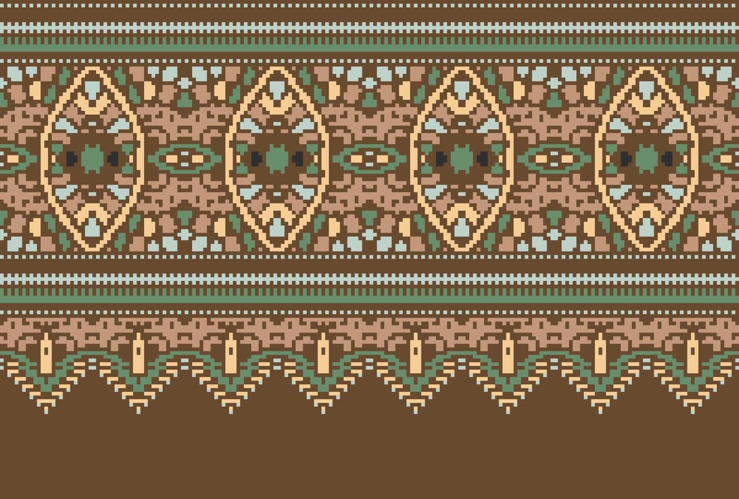 pixel korsa sy traditionell etnisk mönster paisley blomma ikat bakgrund abstrakt aztec afrikansk indonesiska indisk sömlös mönster för tyg skriva ut trasa klänning matta gardiner och sarong vektor