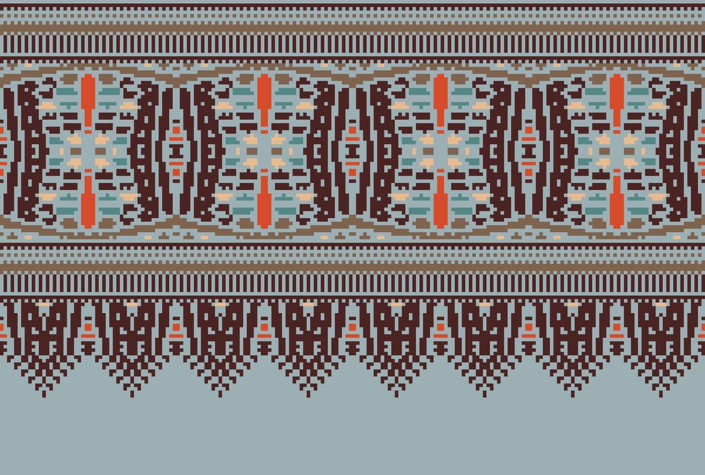 Pixel Kreuz Stich traditionell ethnisch Muster Paisley Blume Ikat Hintergrund abstrakt aztekisch afrikanisch indonesisch indisch nahtlos Muster zum Stoff drucken Stoff Kleid Teppich Vorhänge und Sarong vektor