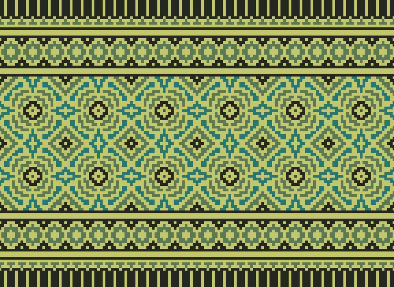 pixel korsa sy traditionell etnisk mönster paisley blomma ikat bakgrund abstrakt aztec afrikansk indonesiska indisk sömlös mönster för tyg skriva ut trasa klänning matta gardiner och sarong vektor