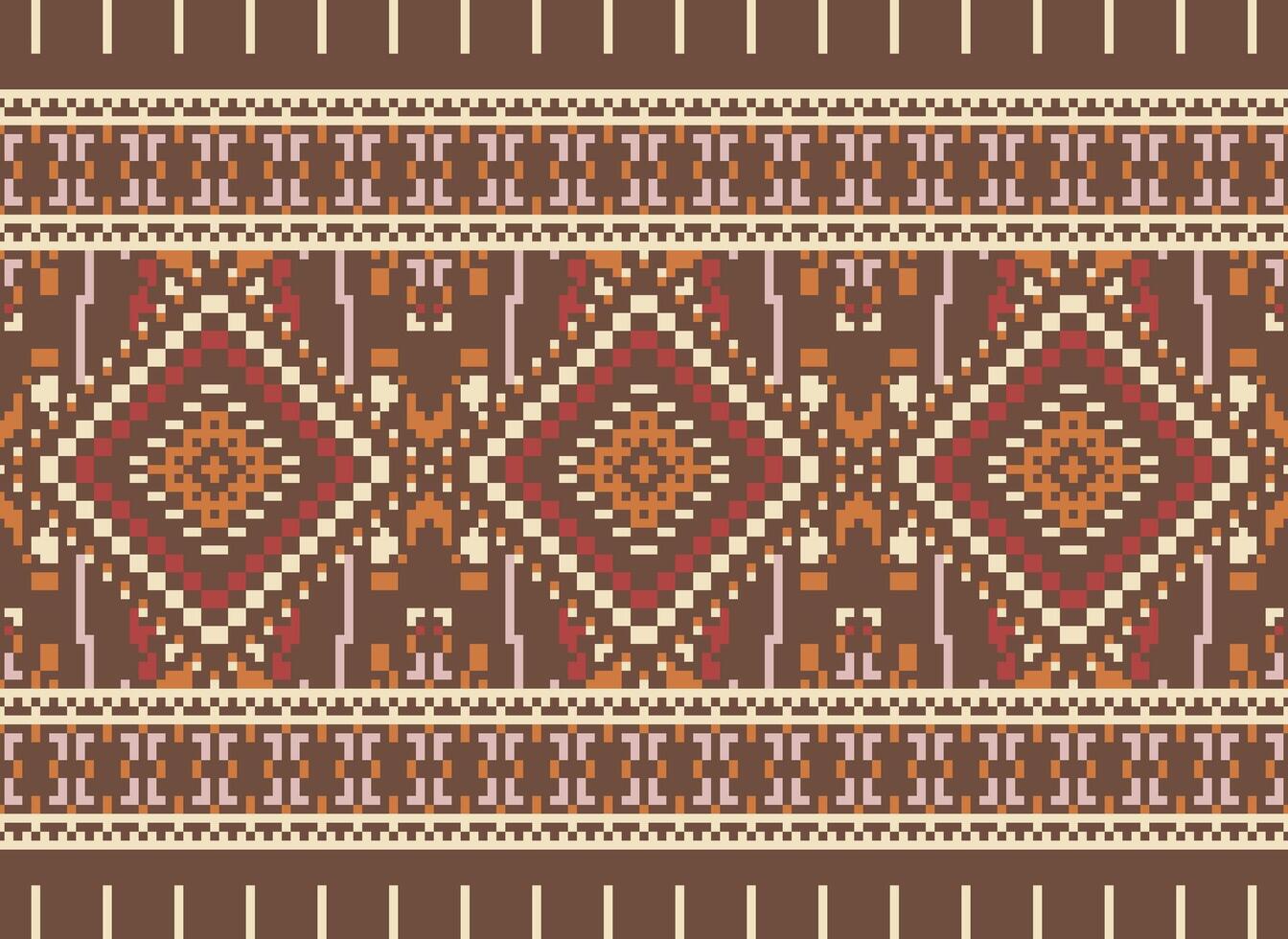 pixel korsa sy traditionell etnisk mönster paisley blomma ikat bakgrund abstrakt aztec afrikansk indonesiska indisk sömlös mönster för tyg skriva ut trasa klänning matta gardiner och sarong vektor