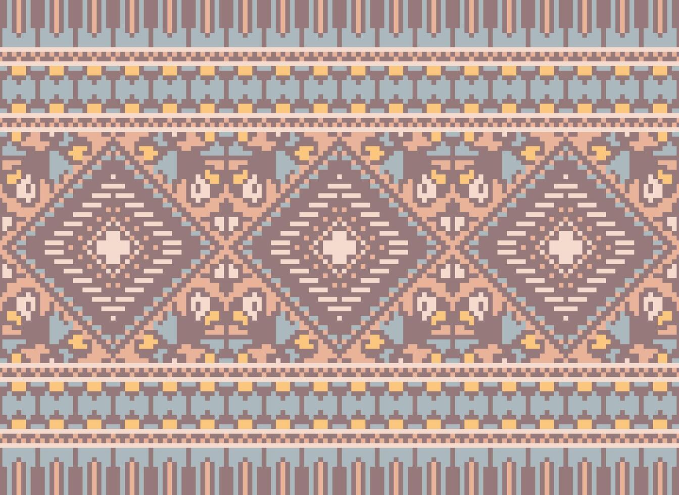 pixel korsa sy traditionell etnisk mönster paisley blomma ikat bakgrund abstrakt aztec afrikansk indonesiska indisk sömlös mönster för tyg skriva ut trasa klänning matta gardiner och sarong vektor