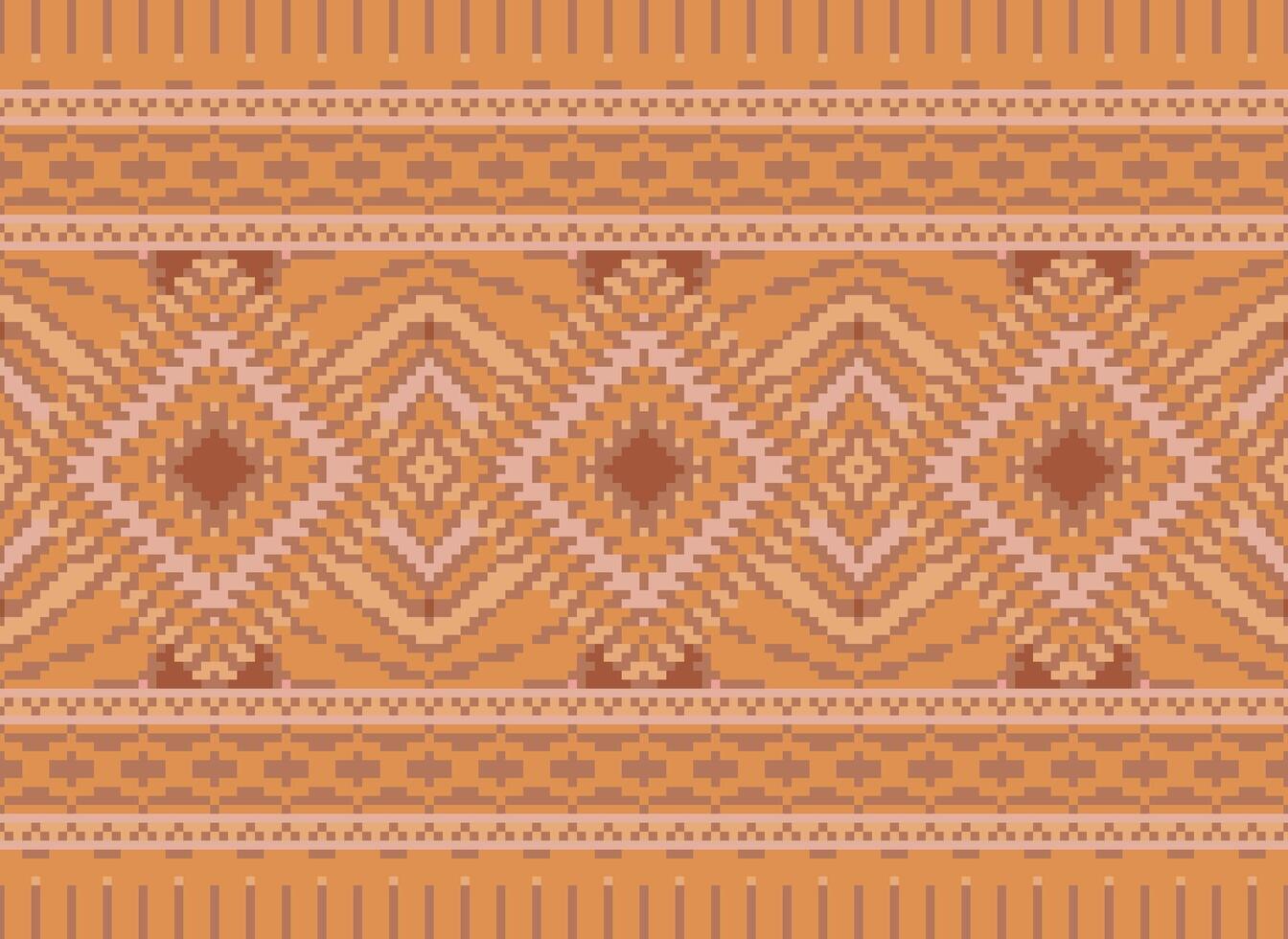 Pixel Kreuz Stich traditionell ethnisch Muster Paisley Blume Ikat Hintergrund abstrakt aztekisch afrikanisch indonesisch indisch nahtlos Muster zum Stoff drucken Stoff Kleid Teppich Vorhänge und Sarong vektor