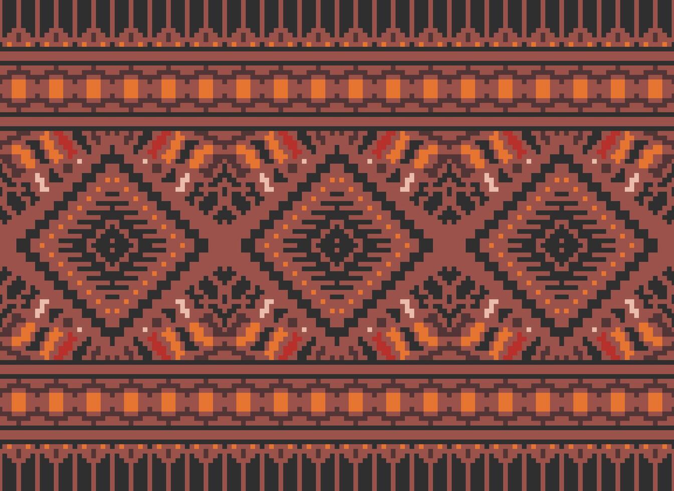 pixel korsa sy traditionell etnisk mönster paisley blomma ikat bakgrund abstrakt aztec afrikansk indonesiska indisk sömlös mönster för tyg skriva ut trasa klänning matta gardiner och sarong vektor