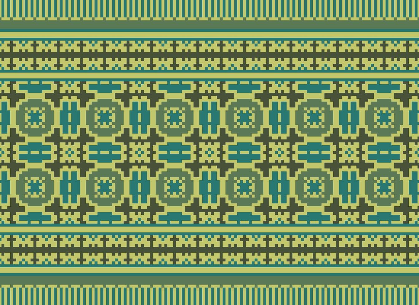 pixel korsa sy traditionell etnisk mönster paisley blomma ikat bakgrund abstrakt aztec afrikansk indonesiska indisk sömlös mönster för tyg skriva ut trasa klänning matta gardiner och sarong vektor