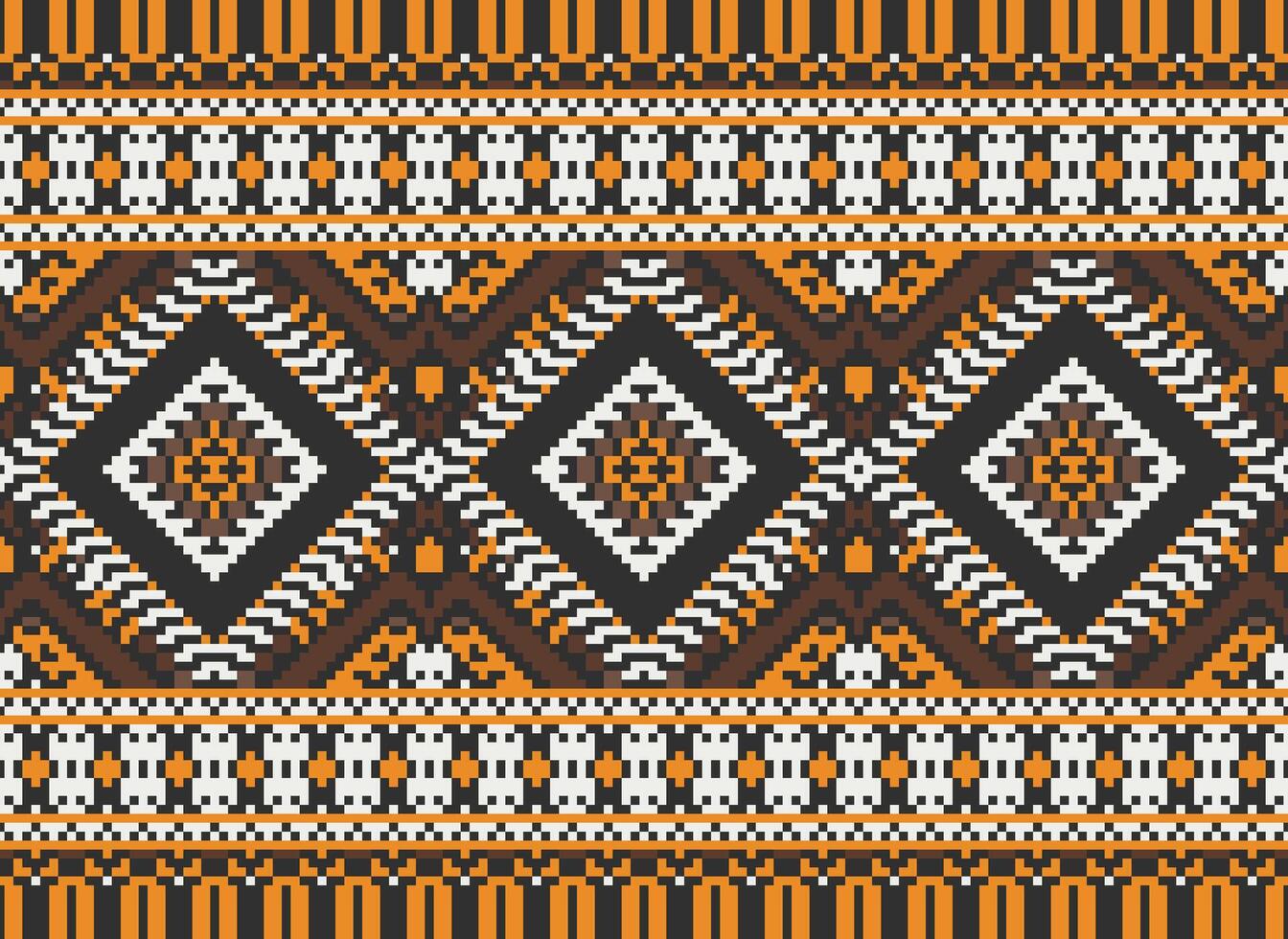 pixel korsa sy traditionell etnisk mönster paisley blomma ikat bakgrund abstrakt aztec afrikansk indonesiska indisk sömlös mönster för tyg skriva ut trasa klänning matta gardiner och sarong vektor