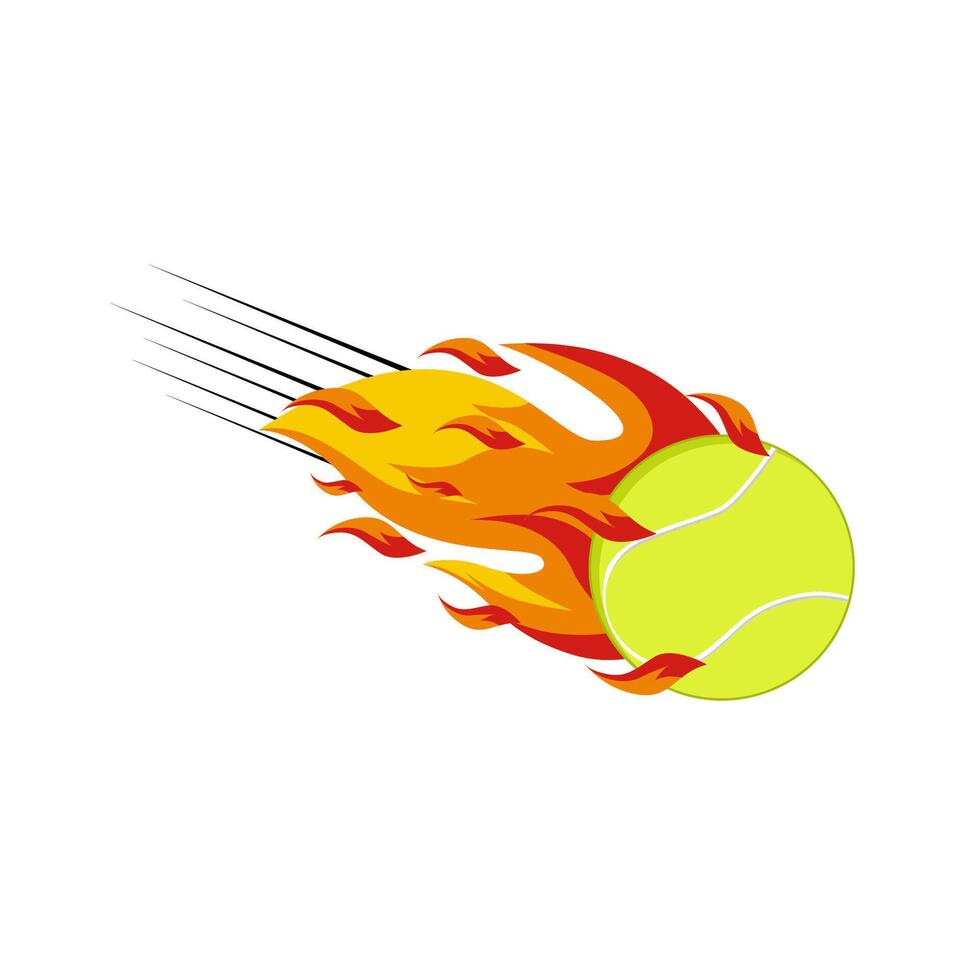 Vektor Illustration von Tennis Ball mit einfach Flamme Form. Ideal zum Aufkleber, Abziehbild, Sport Logo und irgendein nett von Dekoration