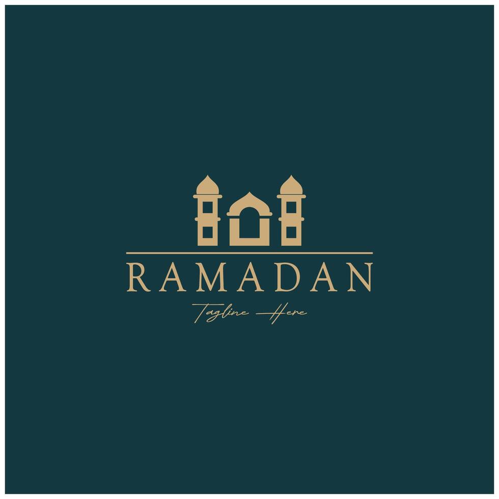 Ramadan Mubarak Logo mit Laterne Elemente, Halbmond Mond und Star Moschee Gebäude, islamisch Kalligraphie Muster, zum Geschäft, die Architektur, Muslime, eid, eid Karten, islamisch Bildung vektor