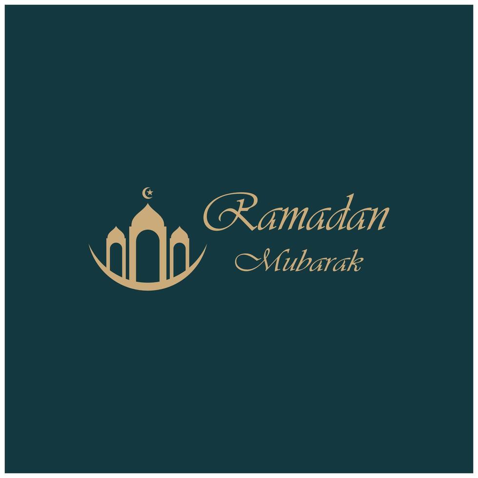 ramadan mubarak logotyp med lykta element, halvmåne måne och stjärna moské byggnad, islamic kalligrafi mönster, för företag, arkitektur, muslimer, eid, eid kort, islamic utbildning vektor