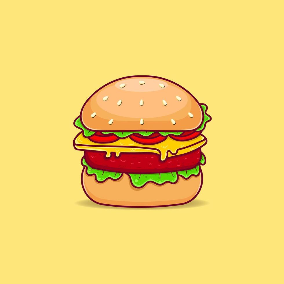 kostenlos Vektor Käse Burger Karikatur Symbol Illustration.