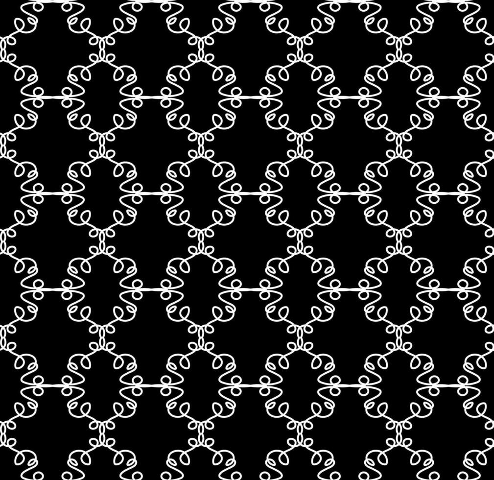 sömlös abstrakt mönster i vit på en svart bakgrund för tyg eller tapet vektor