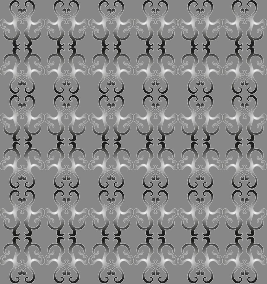 skön sömlös svartvit mönster i de form av rader och lockar på en grå bakgrund vektor