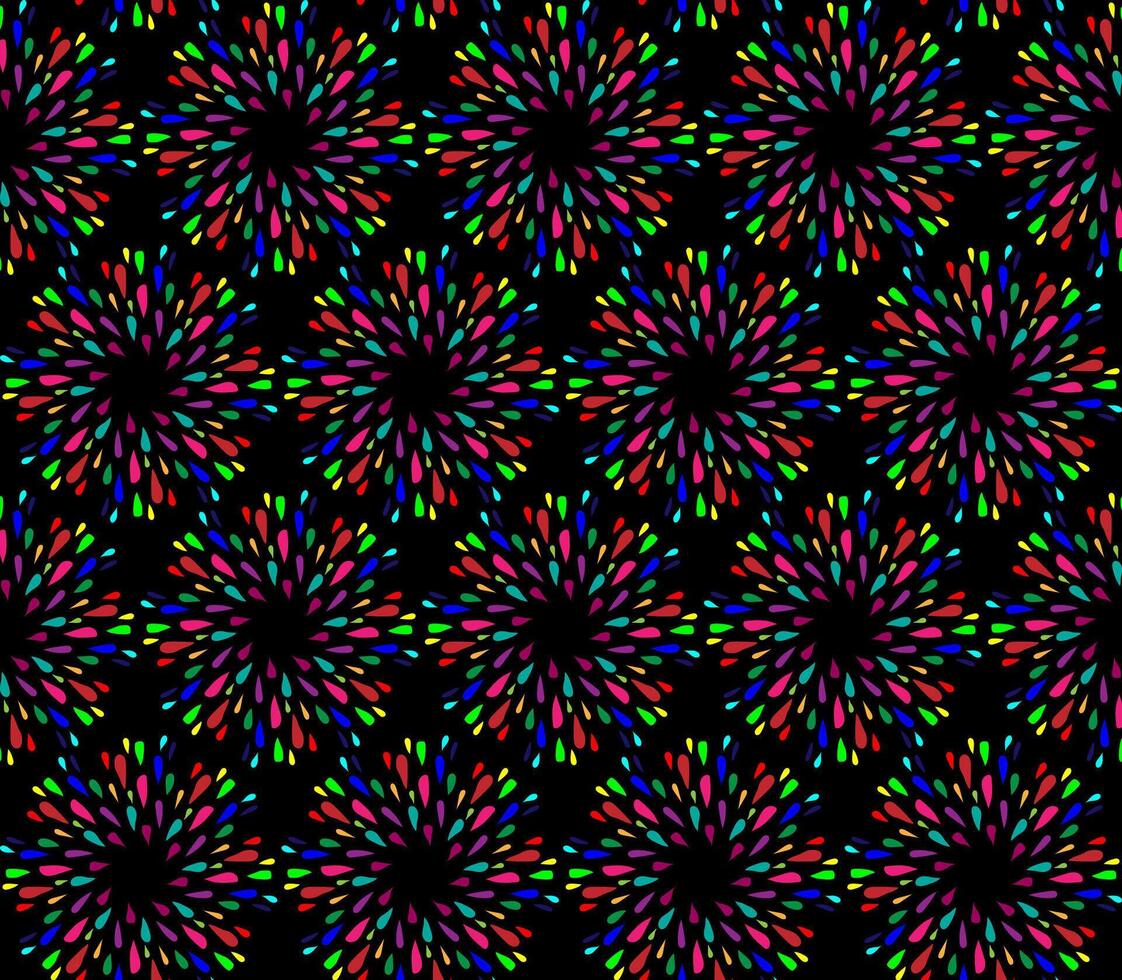 nahtlos abstrakt Muster im das bilden von bunt spritzt auf ein schwarz Hintergrund vektor