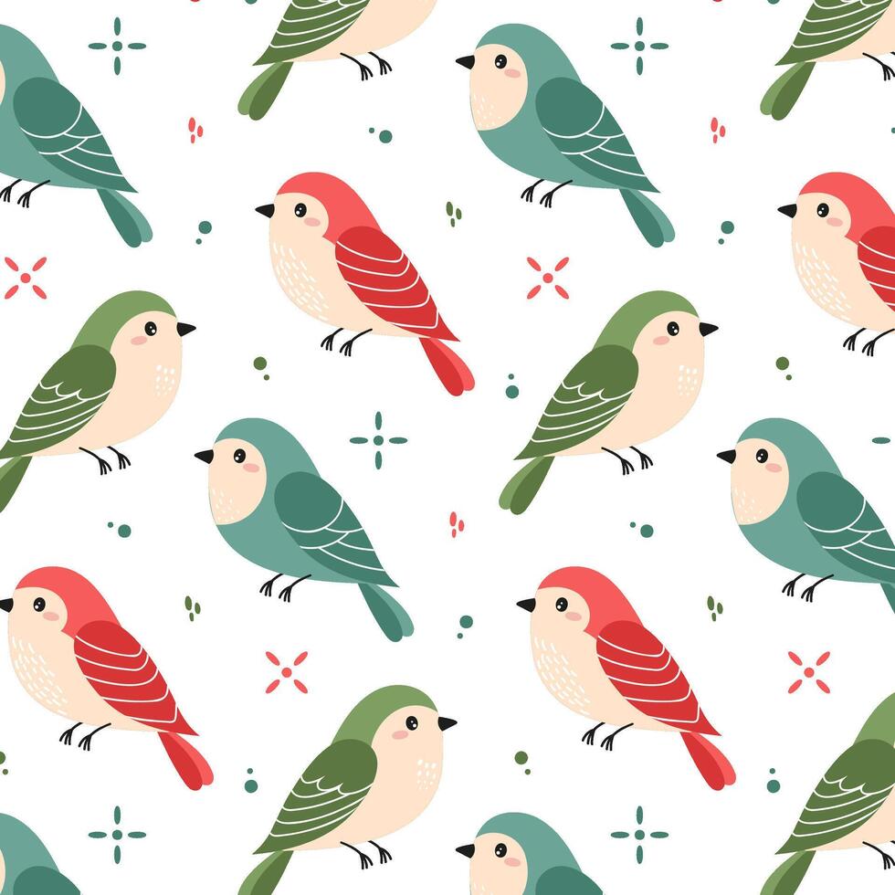 nahtlos Muster mit anders Vögel. Vögel im eben Stil. Muster zum Hintergrund, Textil, Verpackung oder irgendein von Ihre Entwürfe. vektor