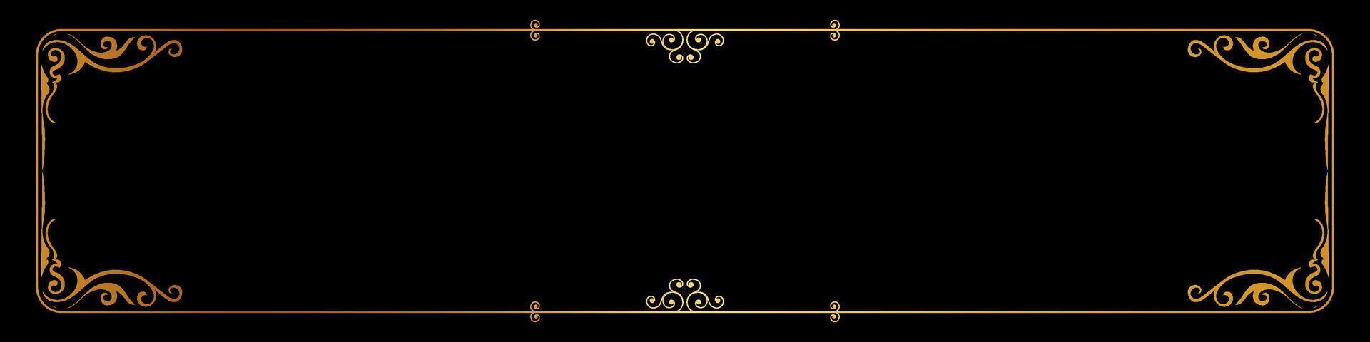 Etikette Rand Jahrgang thailändisch Muster Rahmen Gold schwarz Hintergrund vektor