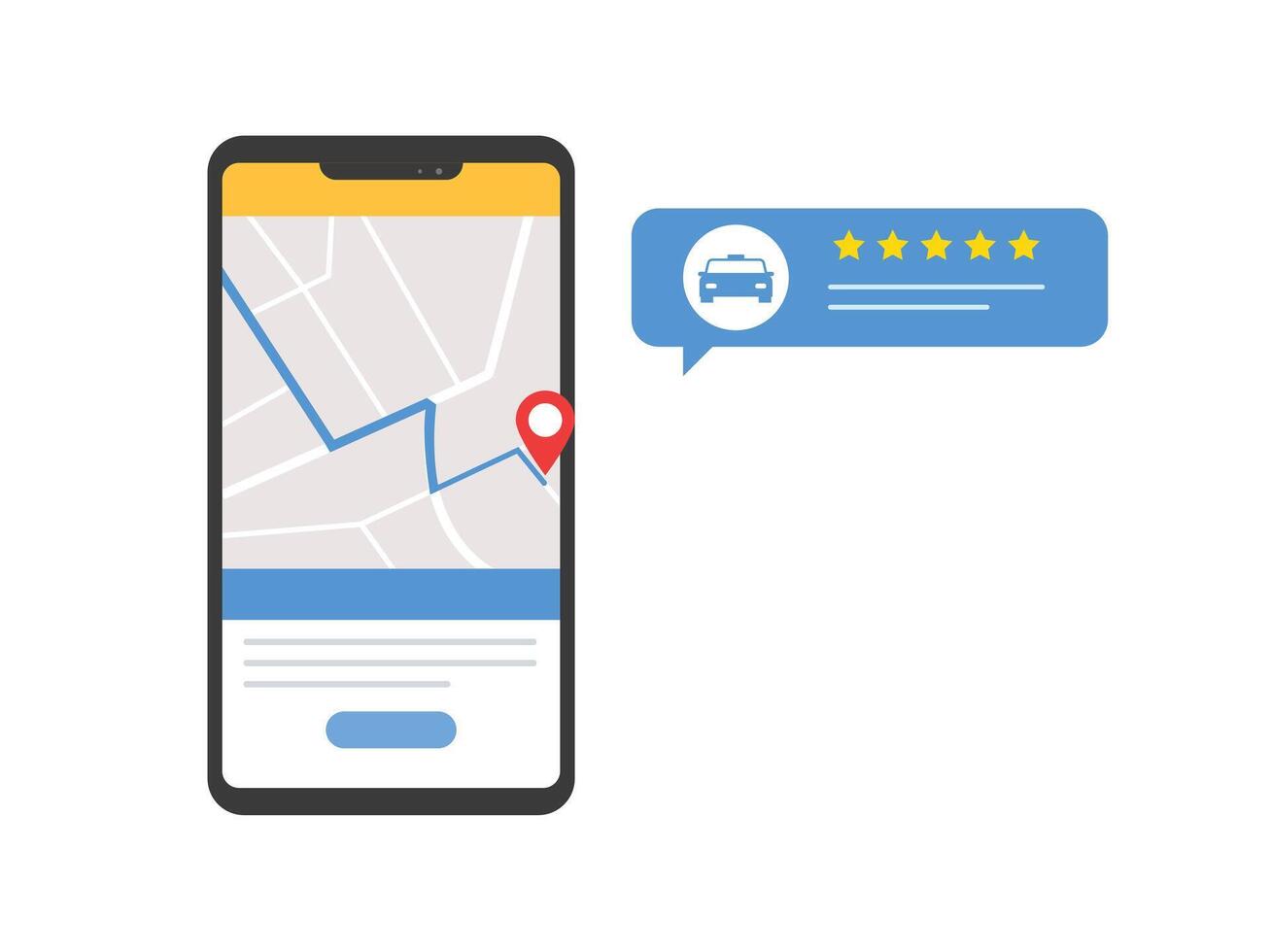 bil leverans rutt på Karta, betyg och respons i smartphone Ansökan. uppkopplad taxi vektor