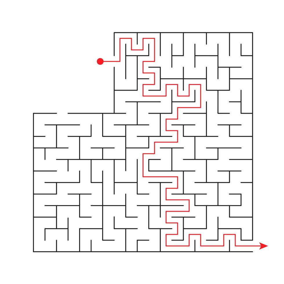 vektor illustration. mall för ett pedagogisk logisk spel labyrint för barn med en lösning. hitta de rätt väg