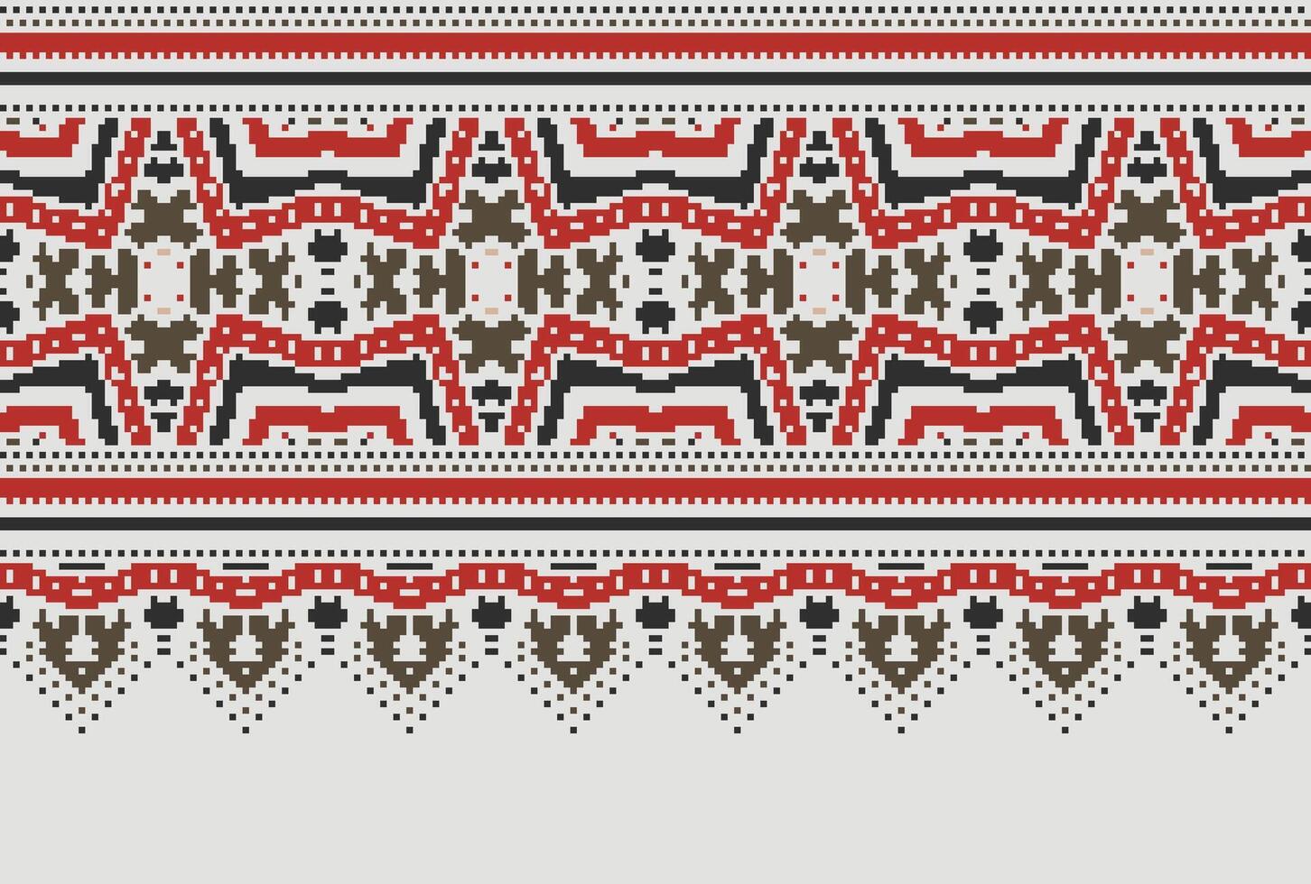 pixel korsa sy mönster med blommig mönster. traditionell korsa sy handarbete. geometrisk etnisk mönster, broderi, textil- ornament, tyg, hand sys mönster, kulturell söm vektor