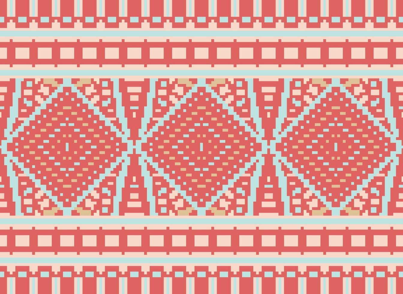 pixel korsa sy traditionell etnisk mönster paisley blomma ikat bakgrund abstrakt aztec afrikansk indonesiska indisk sömlös mönster för tyg skriva ut trasa klänning matta gardiner och sarong vektor