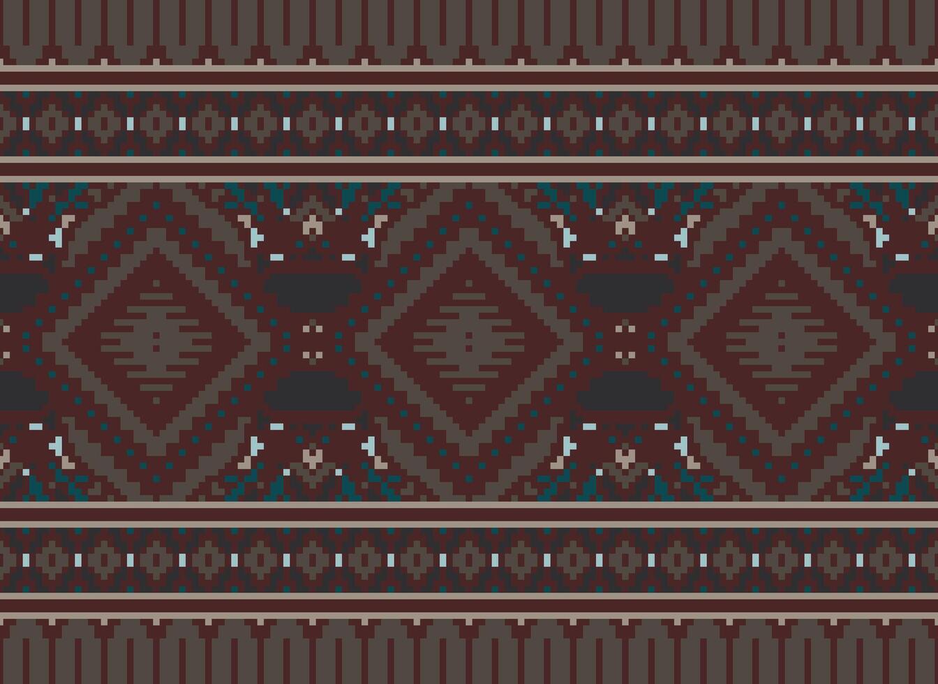 pixel korsa sy traditionell etnisk mönster paisley blomma ikat bakgrund abstrakt aztec afrikansk indonesiska indisk sömlös mönster för tyg skriva ut trasa klänning matta gardiner och sarong vektor