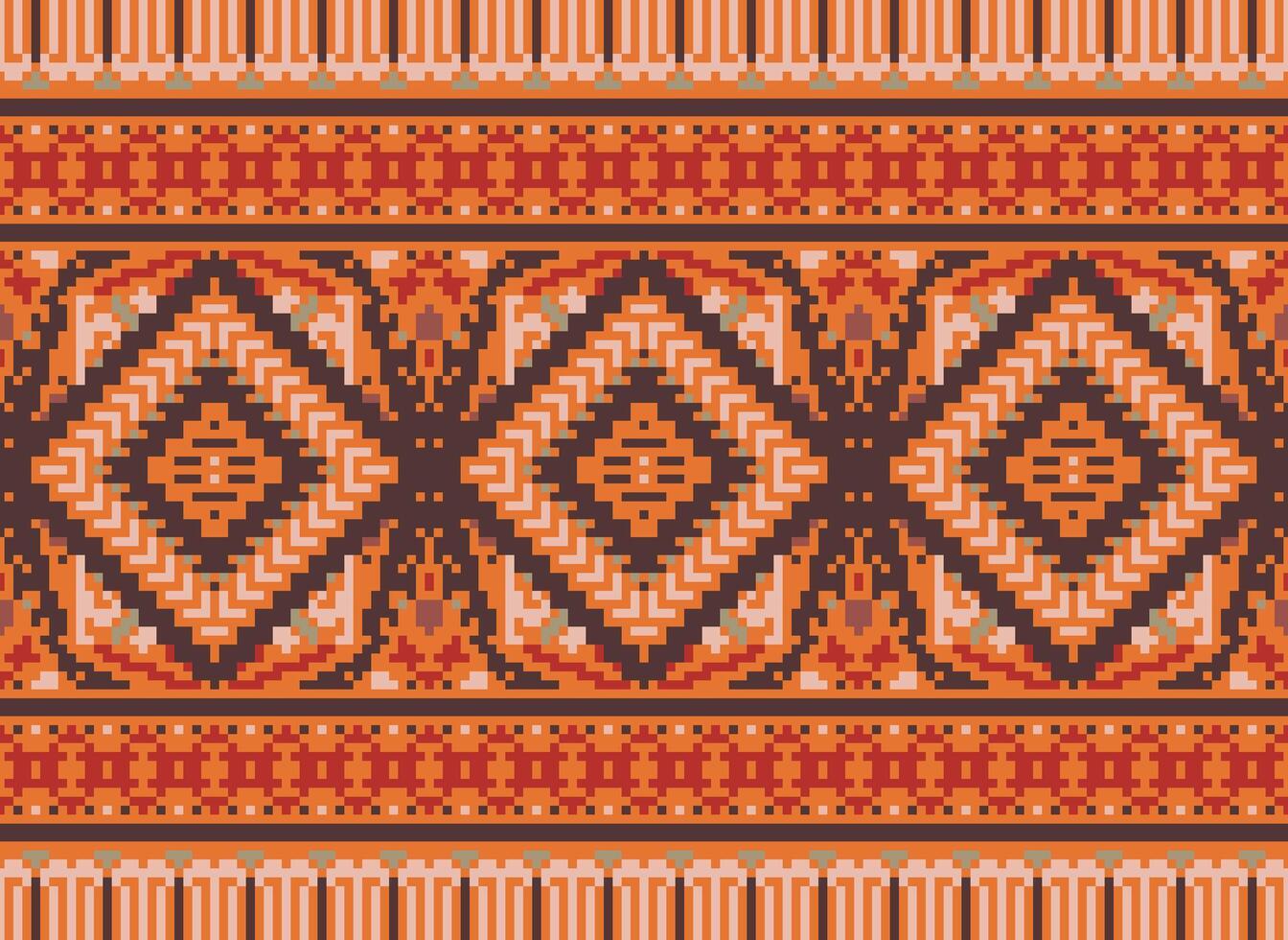 pixel korsa sy traditionell etnisk mönster paisley blomma ikat bakgrund abstrakt aztec afrikansk indonesiska indisk sömlös mönster för tyg skriva ut trasa klänning matta gardiner och sarong vektor