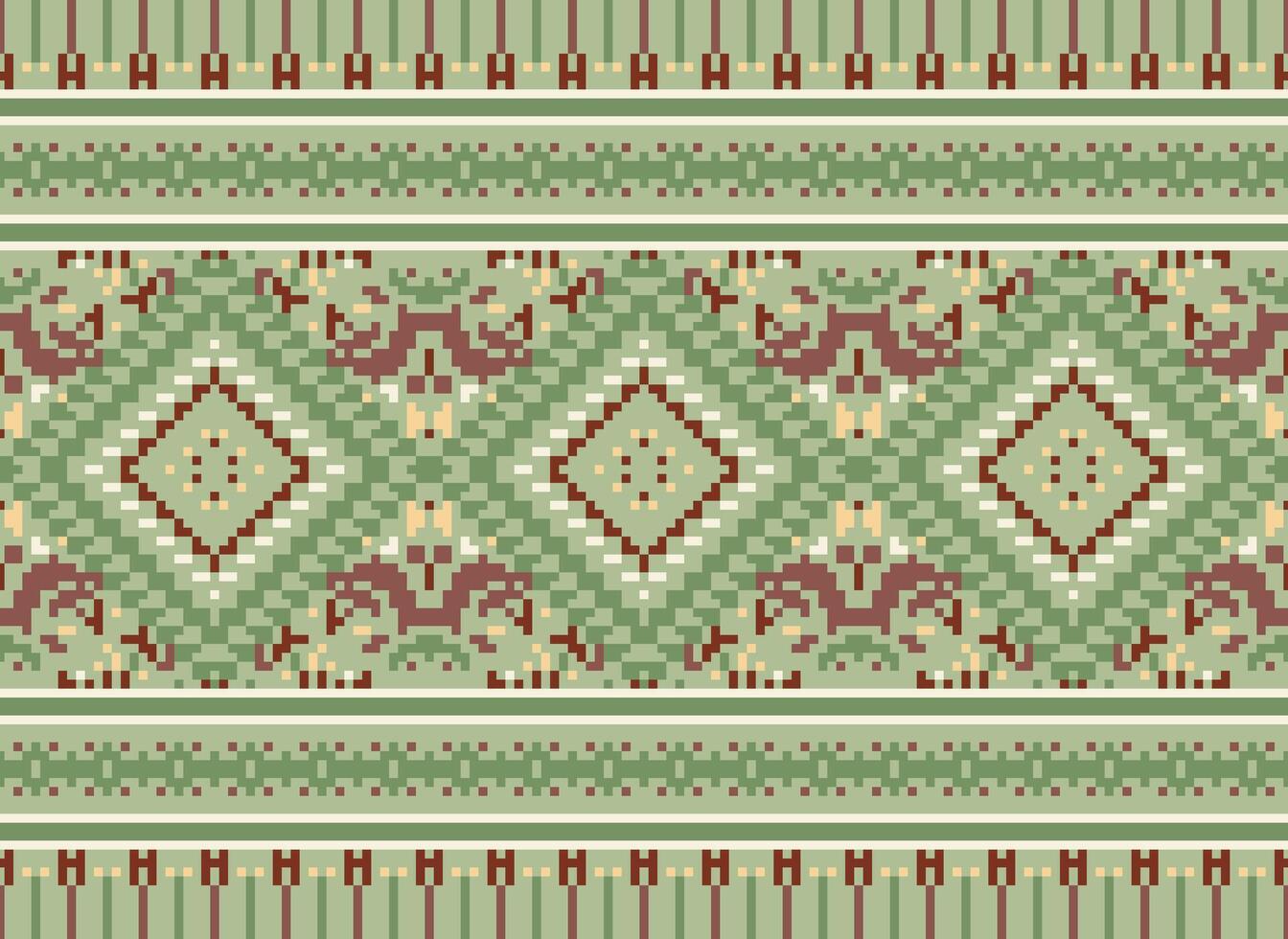 pixel korsa sy traditionell etnisk mönster paisley blomma ikat bakgrund abstrakt aztec afrikansk indonesiska indisk sömlös mönster för tyg skriva ut trasa klänning matta gardiner och sarong vektor