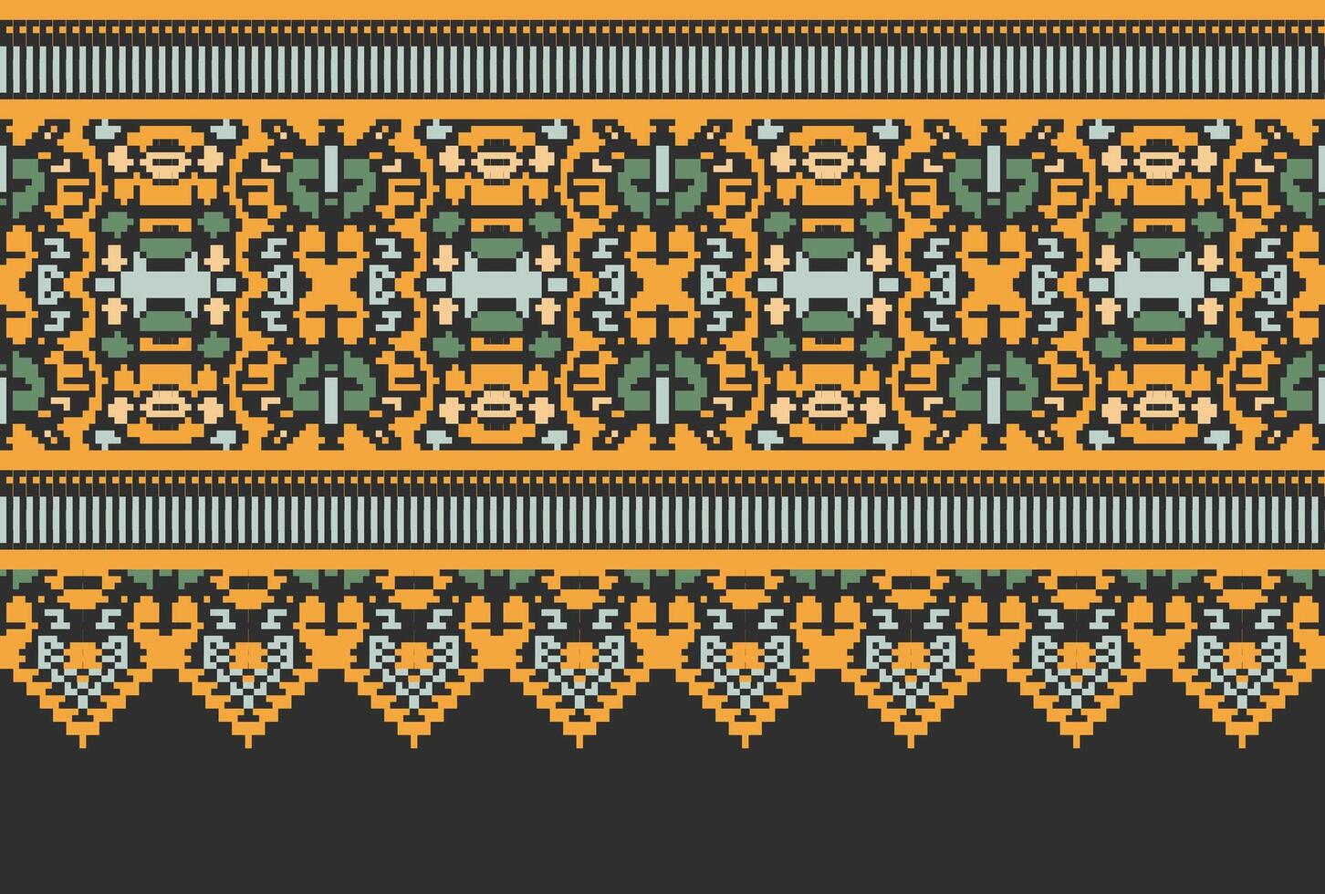 Pixel Kreuz Stich traditionell ethnisch Muster Paisley Blume Ikat Hintergrund abstrakt aztekisch afrikanisch indonesisch indisch nahtlos Muster zum Stoff drucken Stoff Kleid Teppich Vorhänge und Sarong vektor