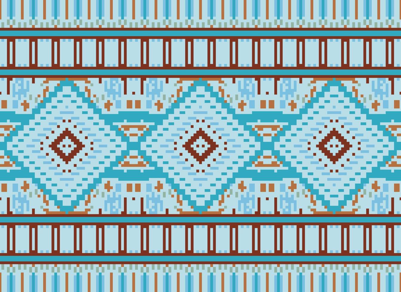 pixel korsa sy traditionell etnisk mönster paisley blomma ikat bakgrund abstrakt aztec afrikansk indonesiska indisk sömlös mönster för tyg skriva ut trasa klänning matta gardiner och sarong vektor