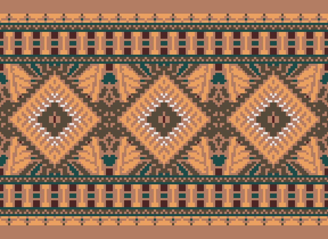 pixel korsa sy traditionell etnisk mönster paisley blomma ikat bakgrund abstrakt aztec afrikansk indonesiska indisk sömlös mönster för tyg skriva ut trasa klänning matta gardiner och sarong vektor