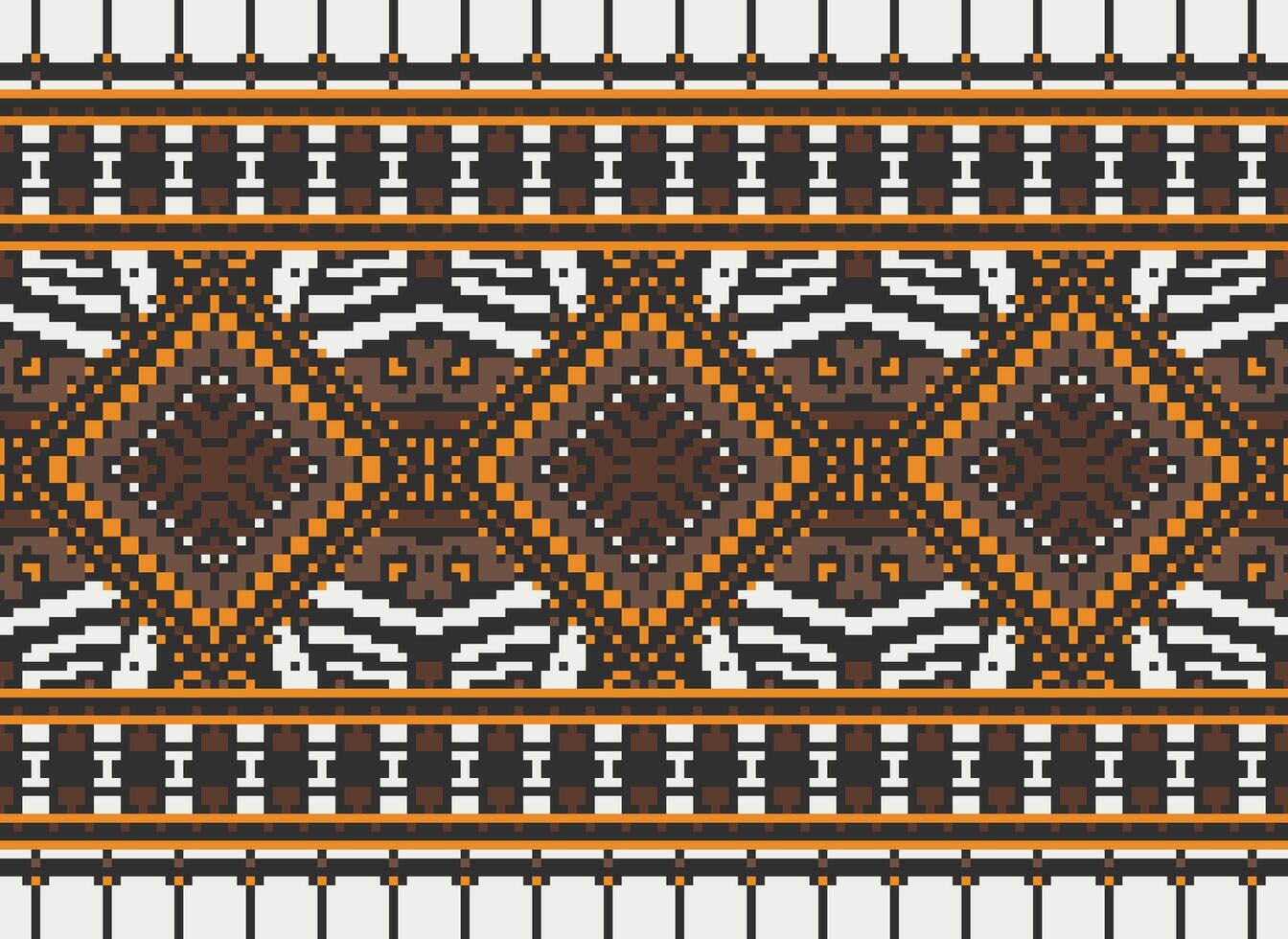 Pixel Kreuz Stich traditionell ethnisch Muster Paisley Blume Ikat Hintergrund abstrakt aztekisch afrikanisch indonesisch indisch nahtlos Muster zum Stoff drucken Stoff Kleid Teppich Vorhänge und Sarong vektor