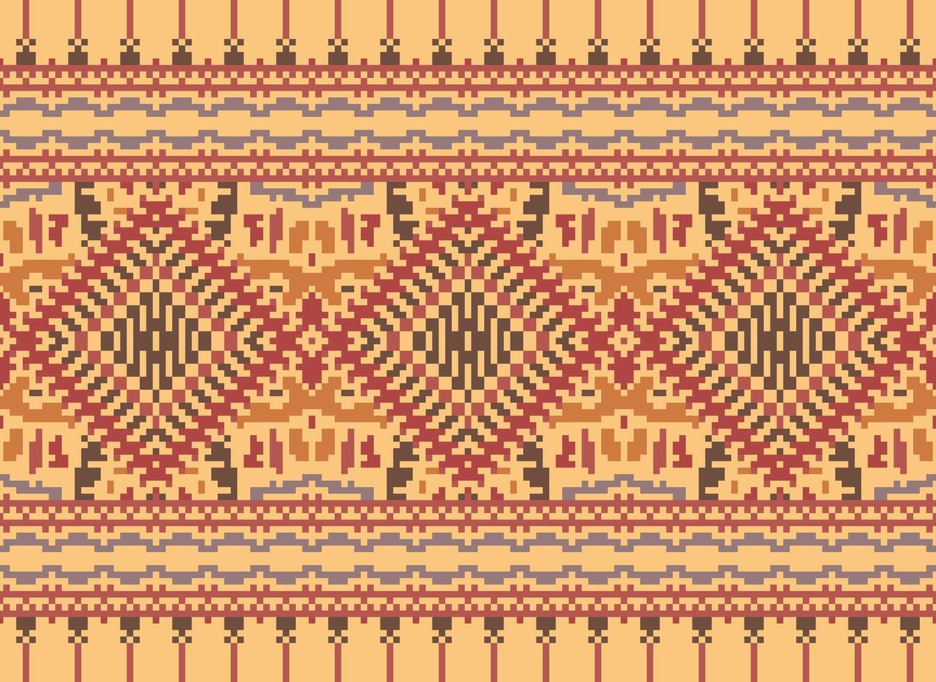 pixel korsa sy traditionell etnisk mönster paisley blomma ikat bakgrund abstrakt aztec afrikansk indonesiska indisk sömlös mönster för tyg skriva ut trasa klänning matta gardiner och sarong vektor