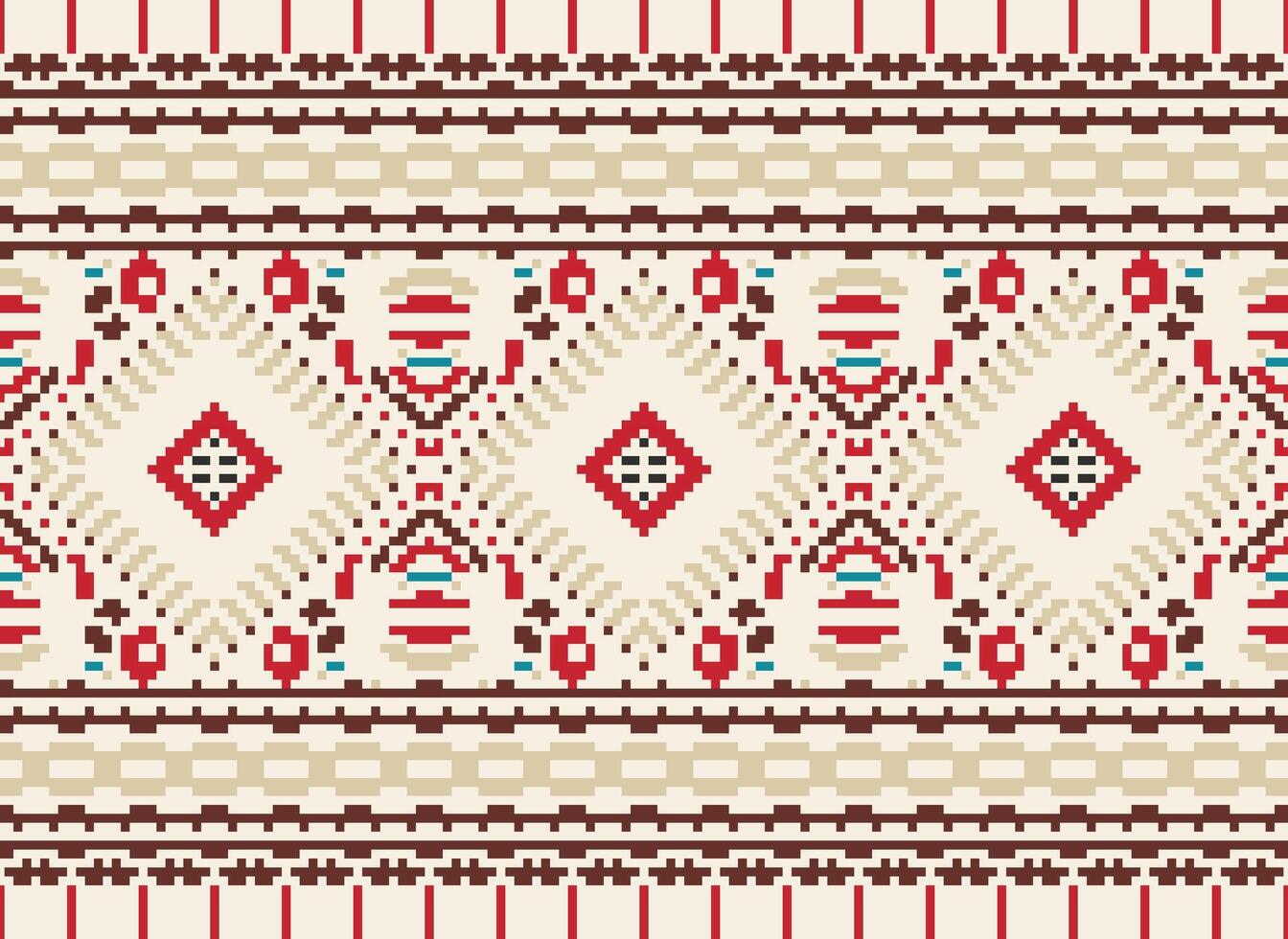 pixel korsa sy traditionell etnisk mönster paisley blomma ikat bakgrund abstrakt aztec afrikansk indonesiska indisk sömlös mönster för tyg skriva ut trasa klänning matta gardiner och sarong vektor