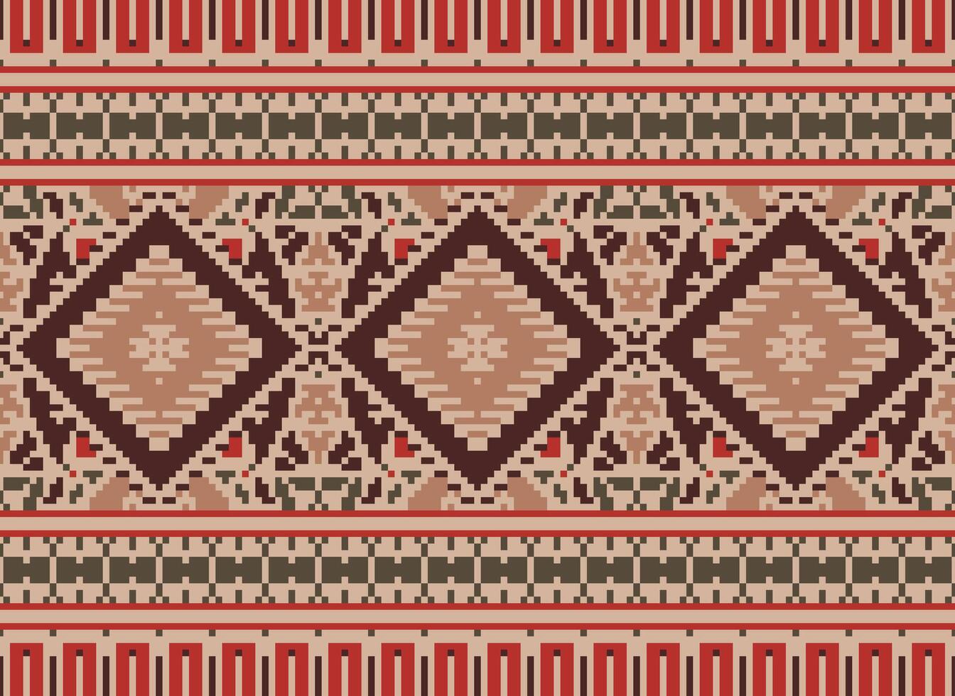 pixel korsa sy traditionell etnisk mönster paisley blomma ikat bakgrund abstrakt aztec afrikansk indonesiska indisk sömlös mönster för tyg skriva ut trasa klänning matta gardiner och sarong vektor