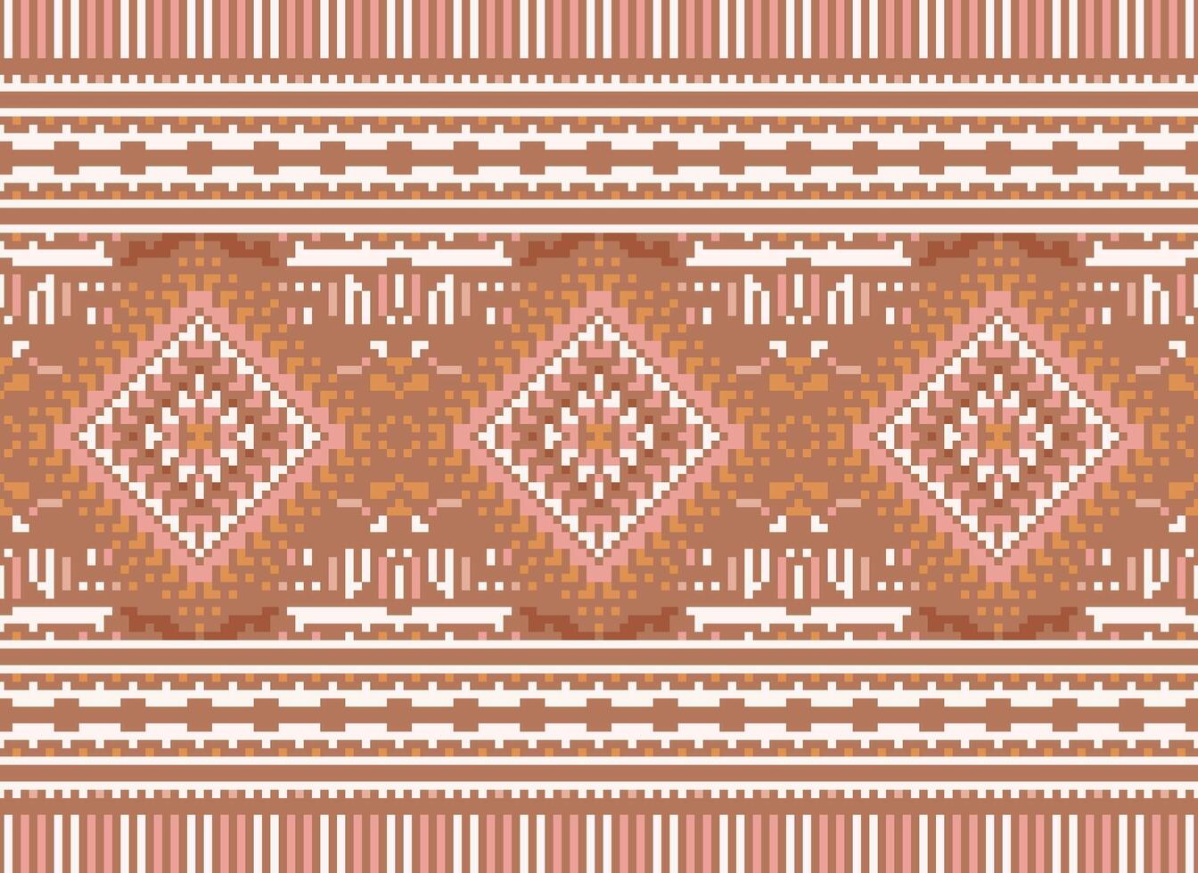 Pixel Kreuz Stich traditionell ethnisch Muster Paisley Blume Ikat Hintergrund abstrakt aztekisch afrikanisch indonesisch indisch nahtlos Muster zum Stoff drucken Stoff Kleid Teppich Vorhänge und Sarong vektor