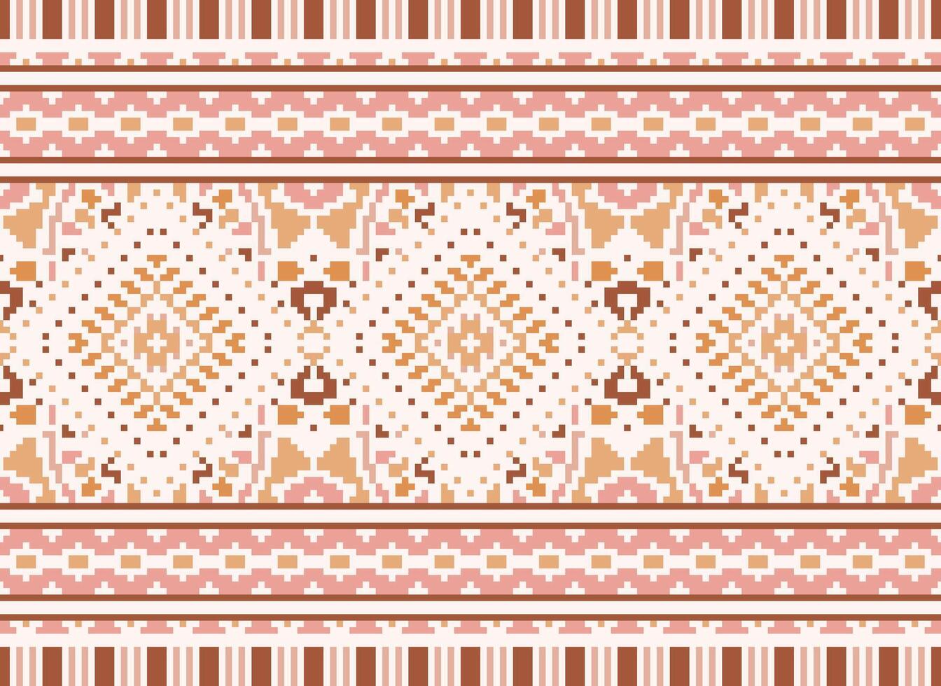 Pixel Kreuz Stich traditionell ethnisch Muster Paisley Blume Ikat Hintergrund abstrakt aztekisch afrikanisch indonesisch indisch nahtlos Muster zum Stoff drucken Stoff Kleid Teppich Vorhänge und Sarong vektor