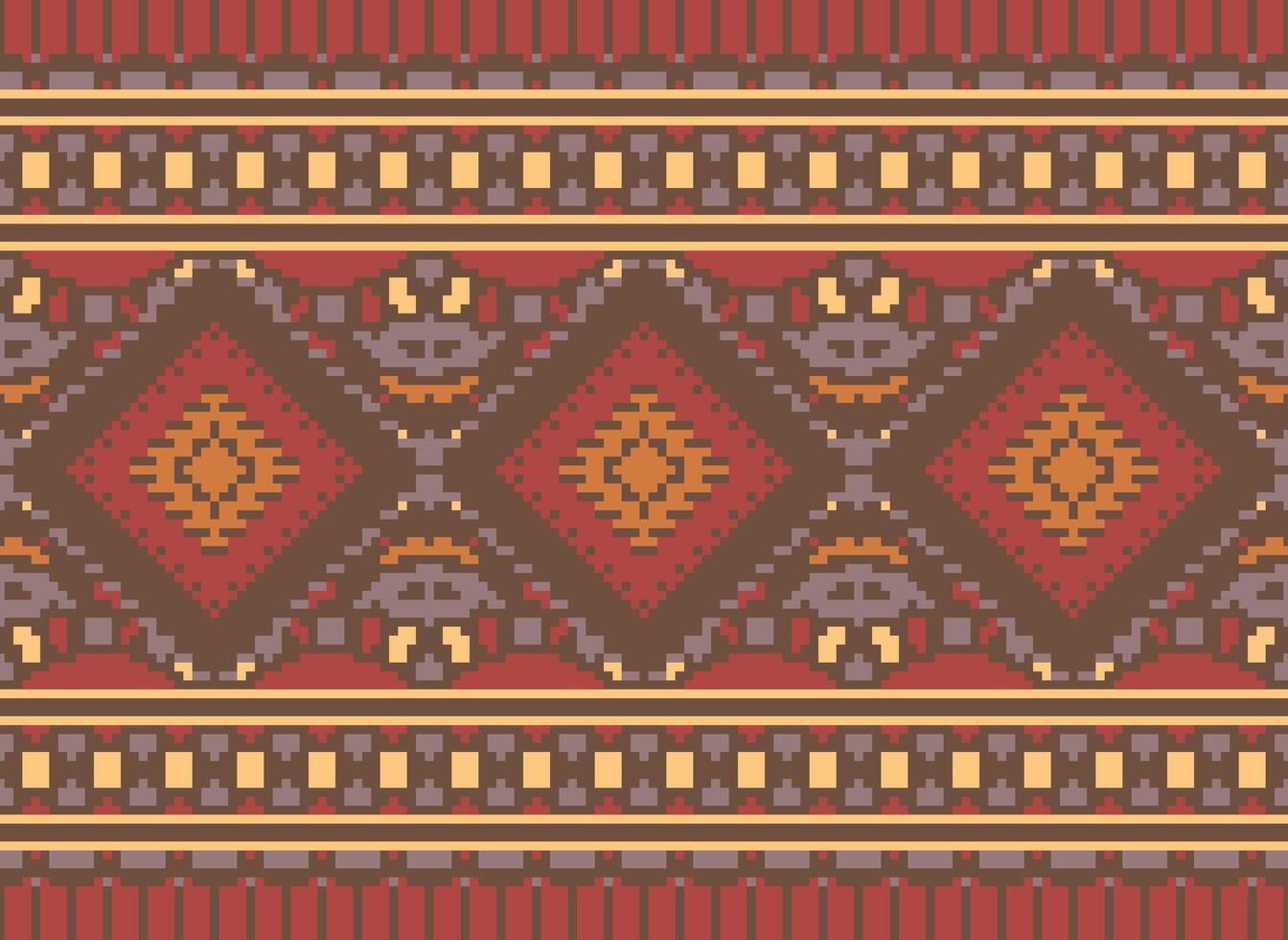 pixel korsa sy traditionell etnisk mönster paisley blomma ikat bakgrund abstrakt aztec afrikansk indonesiska indisk sömlös mönster för tyg skriva ut trasa klänning matta gardiner och sarong vektor