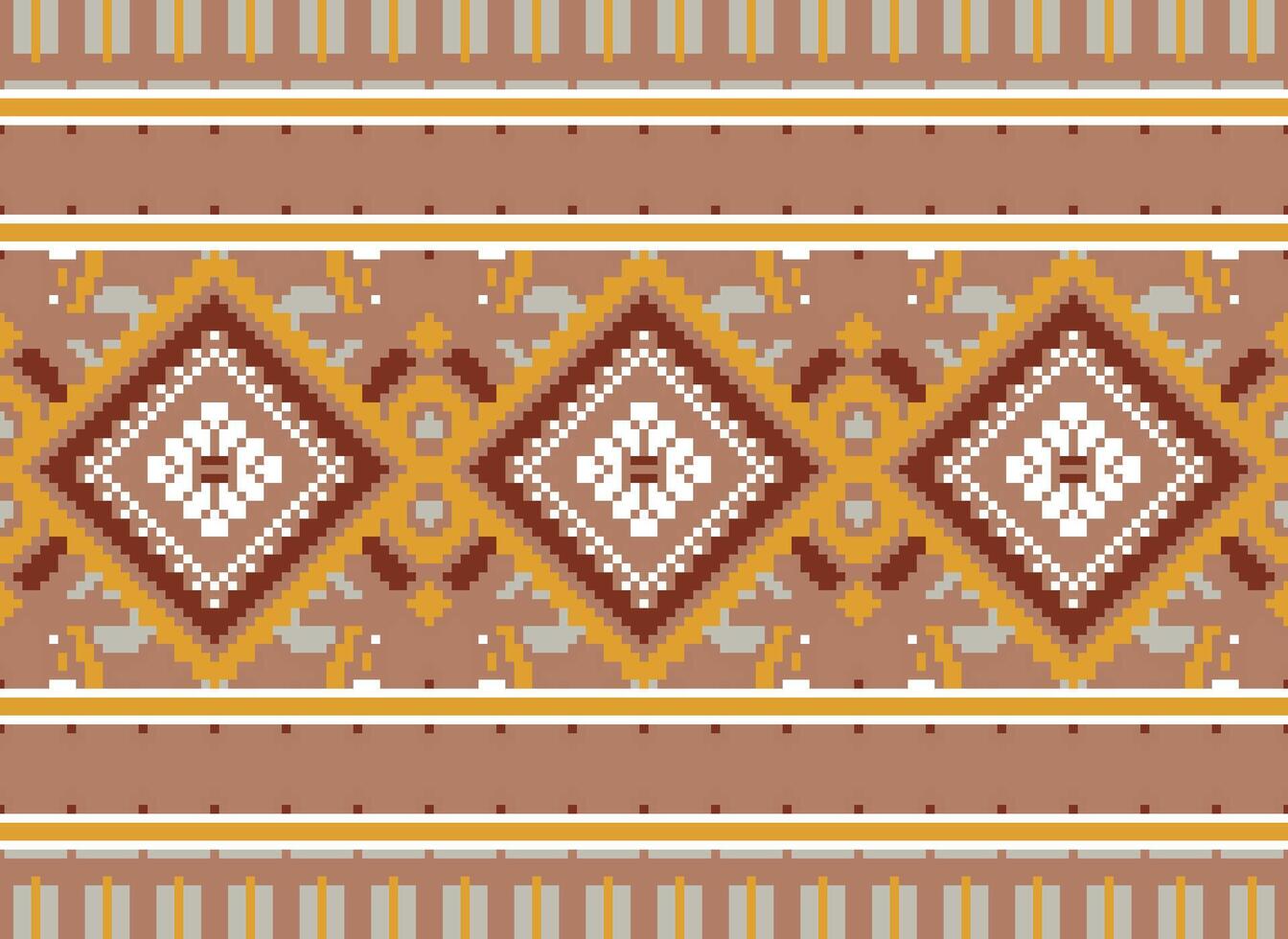 Pixel Kreuz Stich traditionell ethnisch Muster Paisley Blume Ikat Hintergrund abstrakt aztekisch afrikanisch indonesisch indisch nahtlos Muster zum Stoff drucken Stoff Kleid Teppich Vorhänge und Sarong vektor