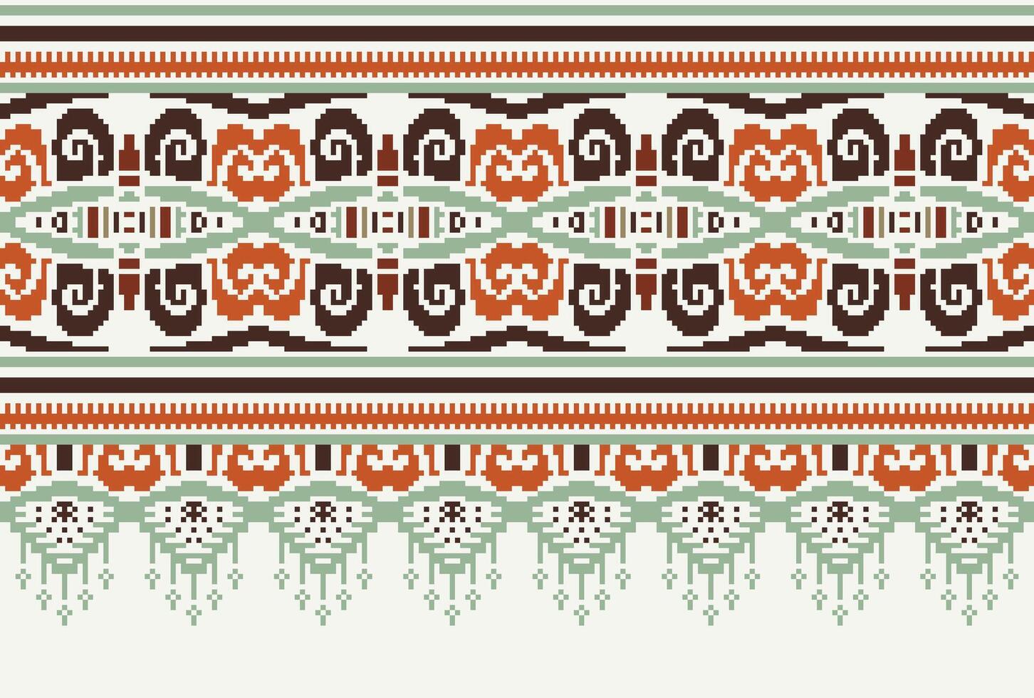 pixel korsa sy traditionell etnisk mönster paisley blomma ikat bakgrund abstrakt aztec afrikansk indonesiska indisk sömlös mönster för tyg skriva ut trasa klänning matta gardiner och sarong vektor