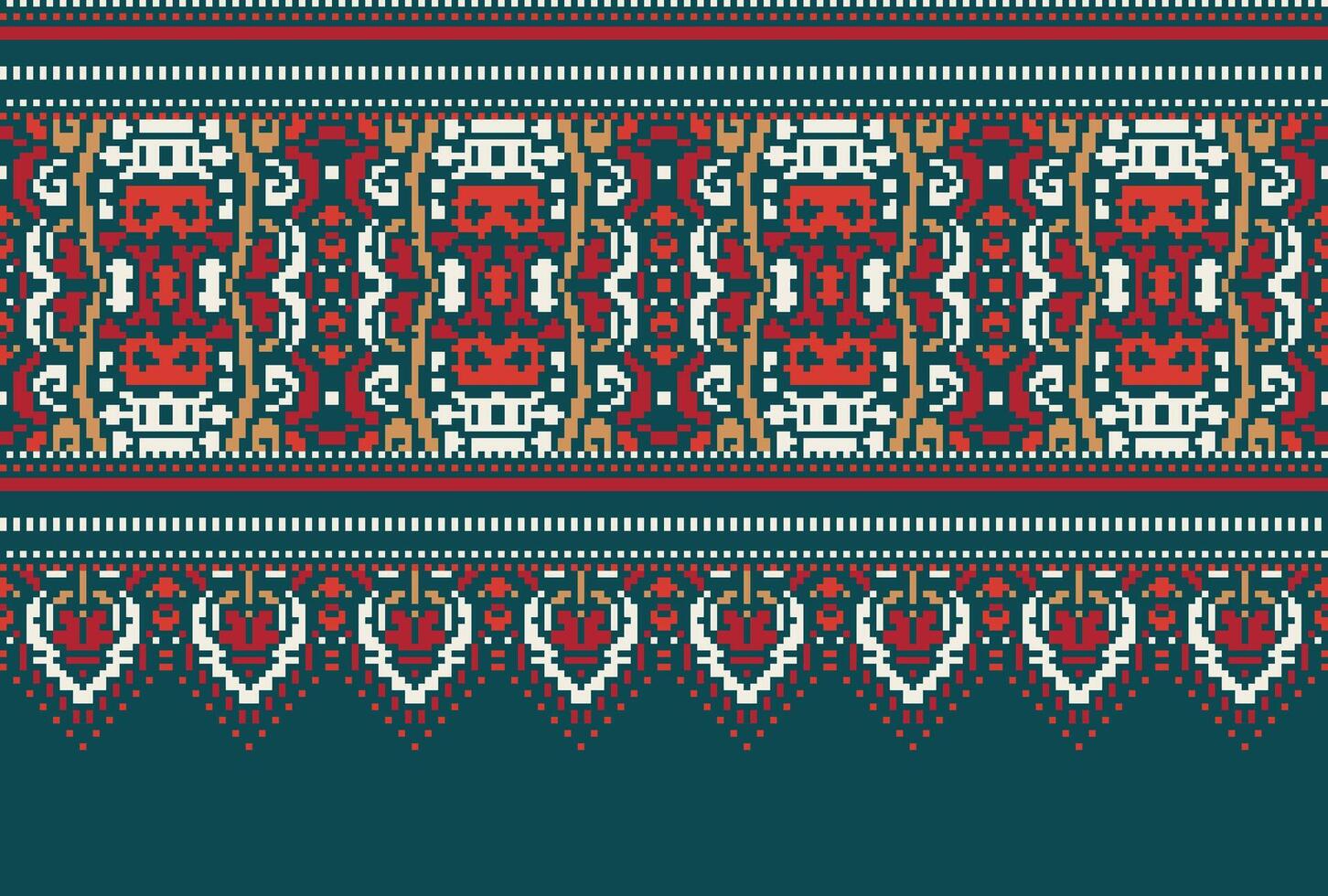 pixel korsa sy traditionell etnisk mönster paisley blomma ikat bakgrund abstrakt aztec afrikansk indonesiska indisk sömlös mönster för tyg skriva ut trasa klänning matta gardiner och sarong vektor