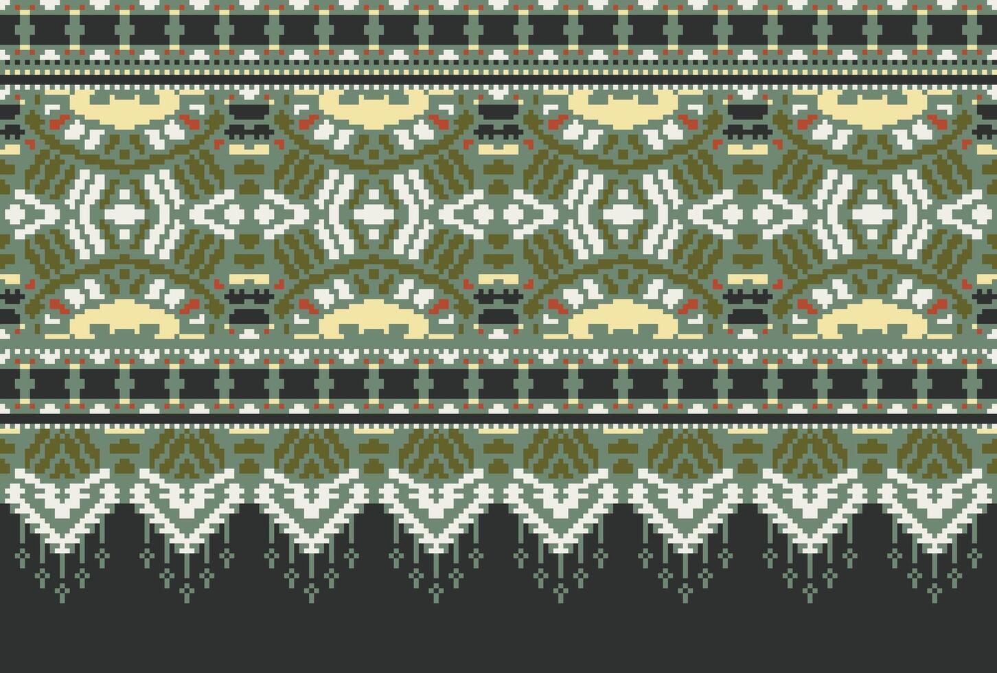 pixel korsa sy traditionell etnisk mönster paisley blomma ikat bakgrund abstrakt aztec afrikansk indonesiska indisk sömlös mönster för tyg skriva ut trasa klänning matta gardiner och sarong vektor