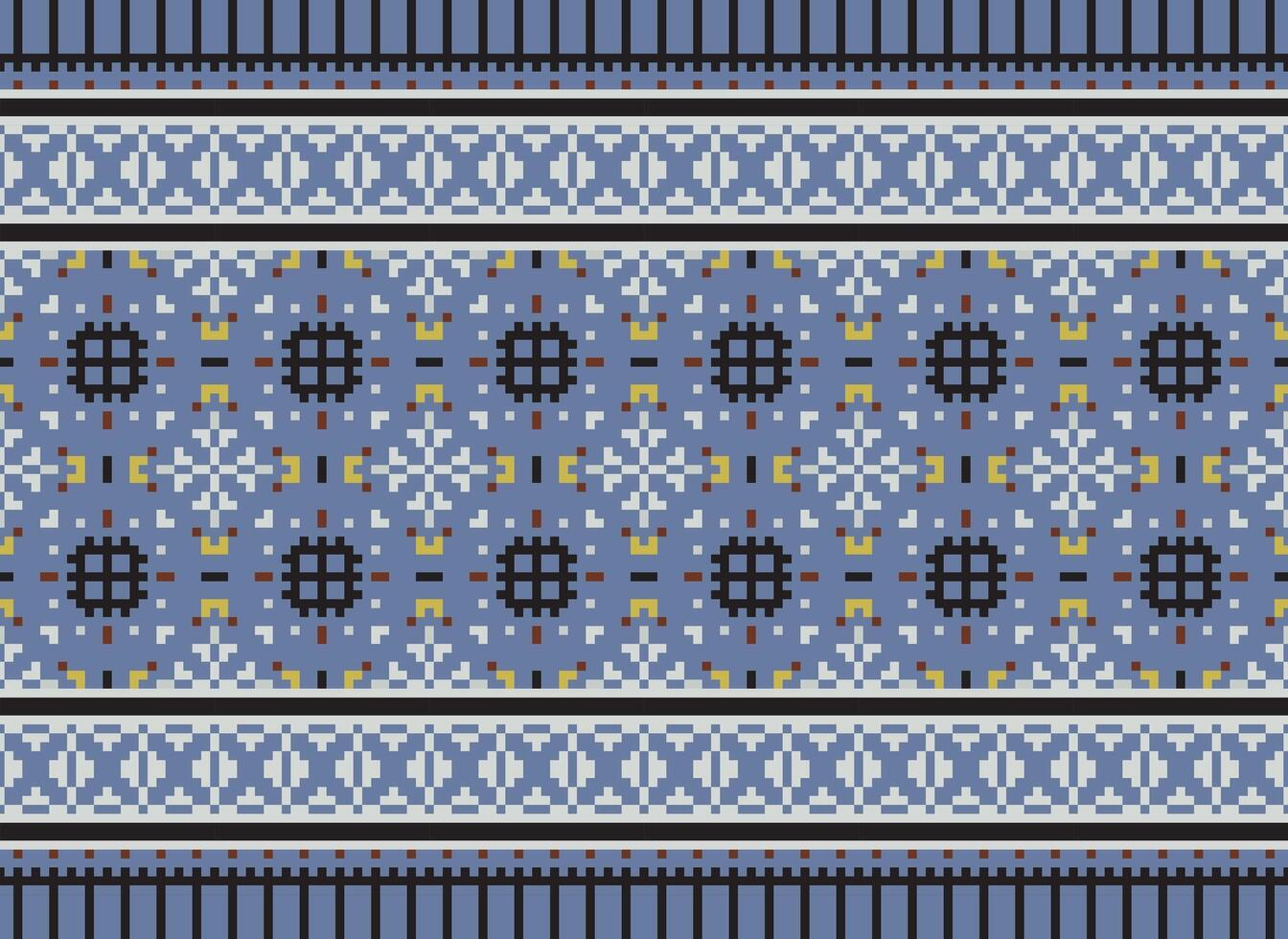 pixel korsa sy traditionell etnisk mönster paisley blomma ikat bakgrund abstrakt aztec afrikansk indonesiska indisk sömlös mönster för tyg skriva ut trasa klänning matta gardiner och sarong vektor