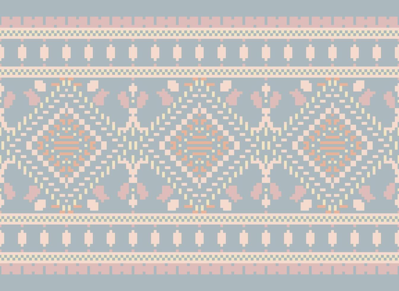 pixel korsa sy traditionell etnisk mönster paisley blomma ikat bakgrund abstrakt aztec afrikansk indonesiska indisk sömlös mönster för tyg skriva ut trasa klänning matta gardiner och sarong vektor