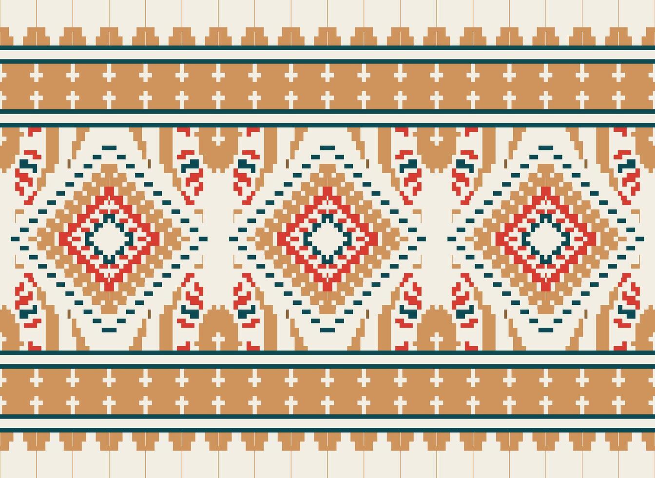 pixel korsa sy traditionell etnisk mönster paisley blomma ikat bakgrund abstrakt aztec afrikansk indonesiska indisk sömlös mönster för tyg skriva ut trasa klänning matta gardiner och sarong vektor