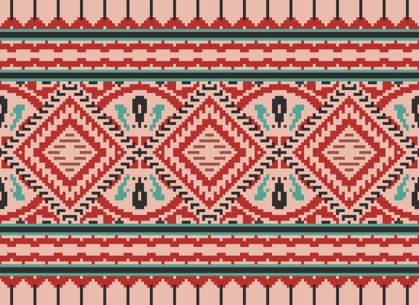 pixel korsa sy traditionell etnisk mönster paisley blomma ikat bakgrund abstrakt aztec afrikansk indonesiska indisk sömlös mönster för tyg skriva ut trasa klänning matta gardiner och sarong vektor