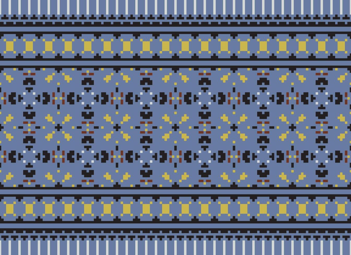 pixel korsa sy traditionell etnisk mönster paisley blomma ikat bakgrund abstrakt aztec afrikansk indonesiska indisk sömlös mönster för tyg skriva ut trasa klänning matta gardiner och sarong vektor