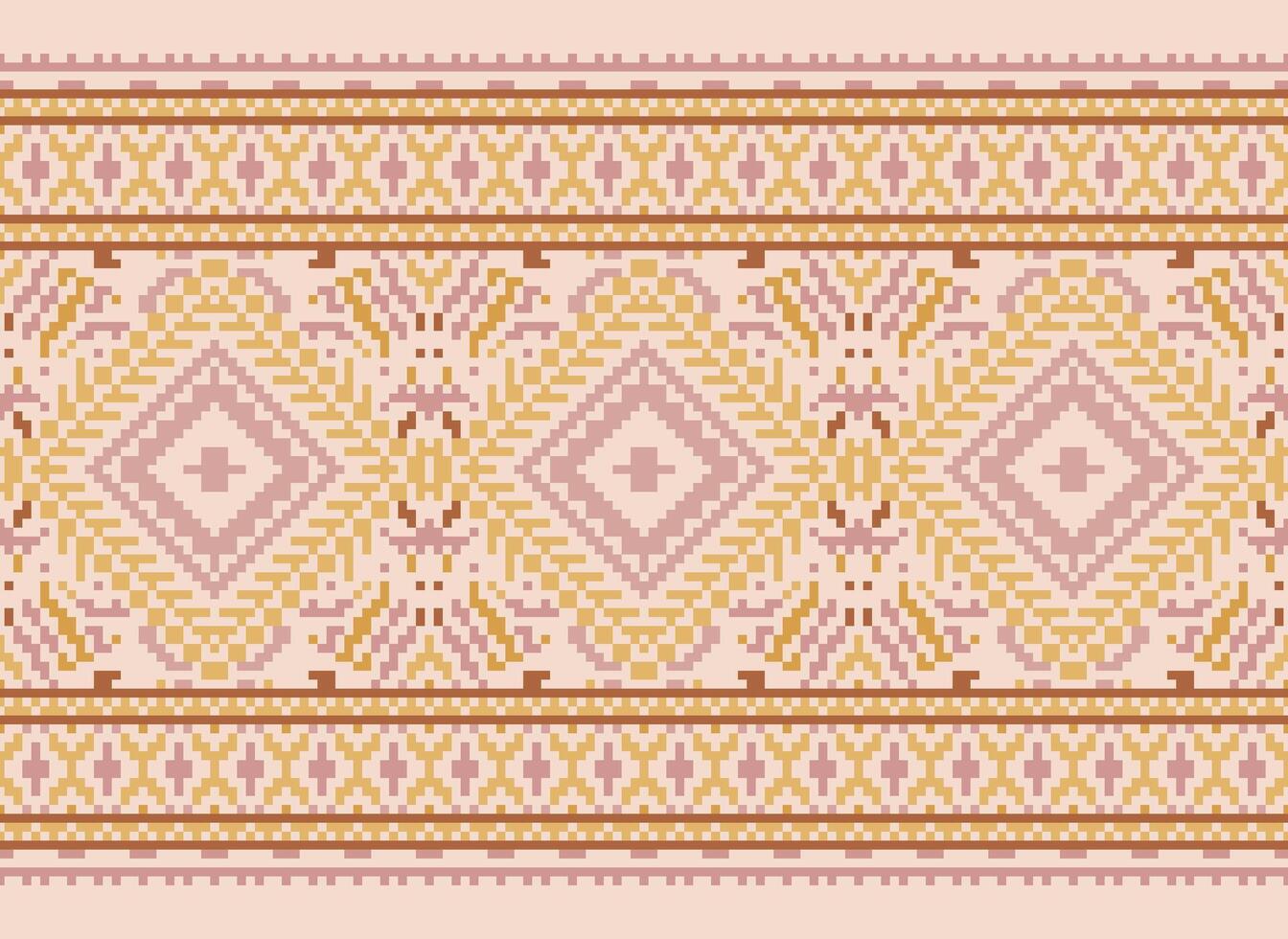 pixel korsa sy traditionell etnisk mönster paisley blomma ikat bakgrund abstrakt aztec afrikansk indonesiska indisk sömlös mönster för tyg skriva ut trasa klänning matta gardiner och sarong vektor