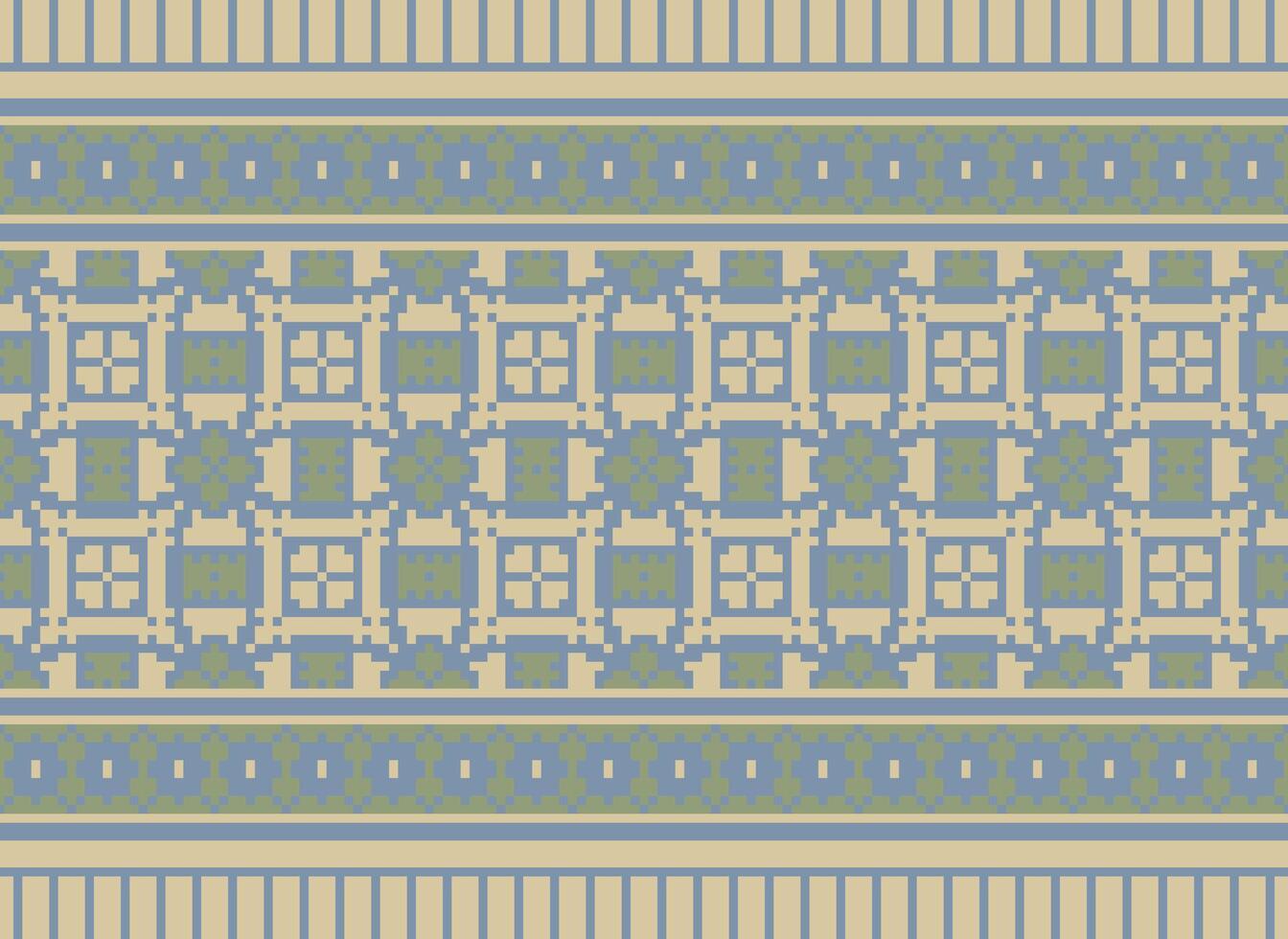 Pixel Kreuz Stich traditionell ethnisch Muster Paisley Blume Ikat Hintergrund abstrakt aztekisch afrikanisch indonesisch indisch nahtlos Muster zum Stoff drucken Stoff Kleid Teppich Vorhänge und Sarong vektor