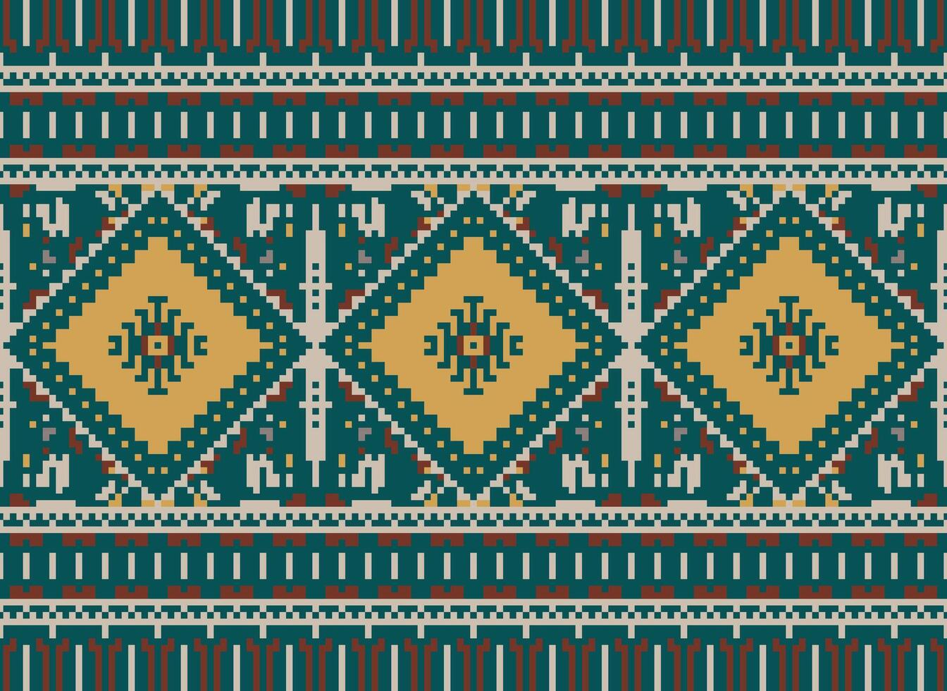 pixel korsa sy traditionell etnisk mönster paisley blomma ikat bakgrund abstrakt aztec afrikansk indonesiska indisk sömlös mönster för tyg skriva ut trasa klänning matta gardiner och sarong vektor